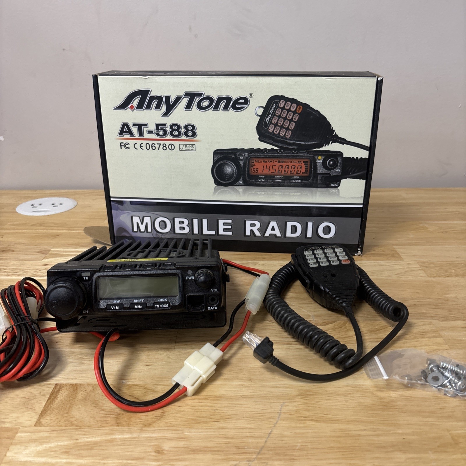 AnyTone AT-588Max 70W VHF Mobile Ham Radio, 2 Meter Radio with medium, Black