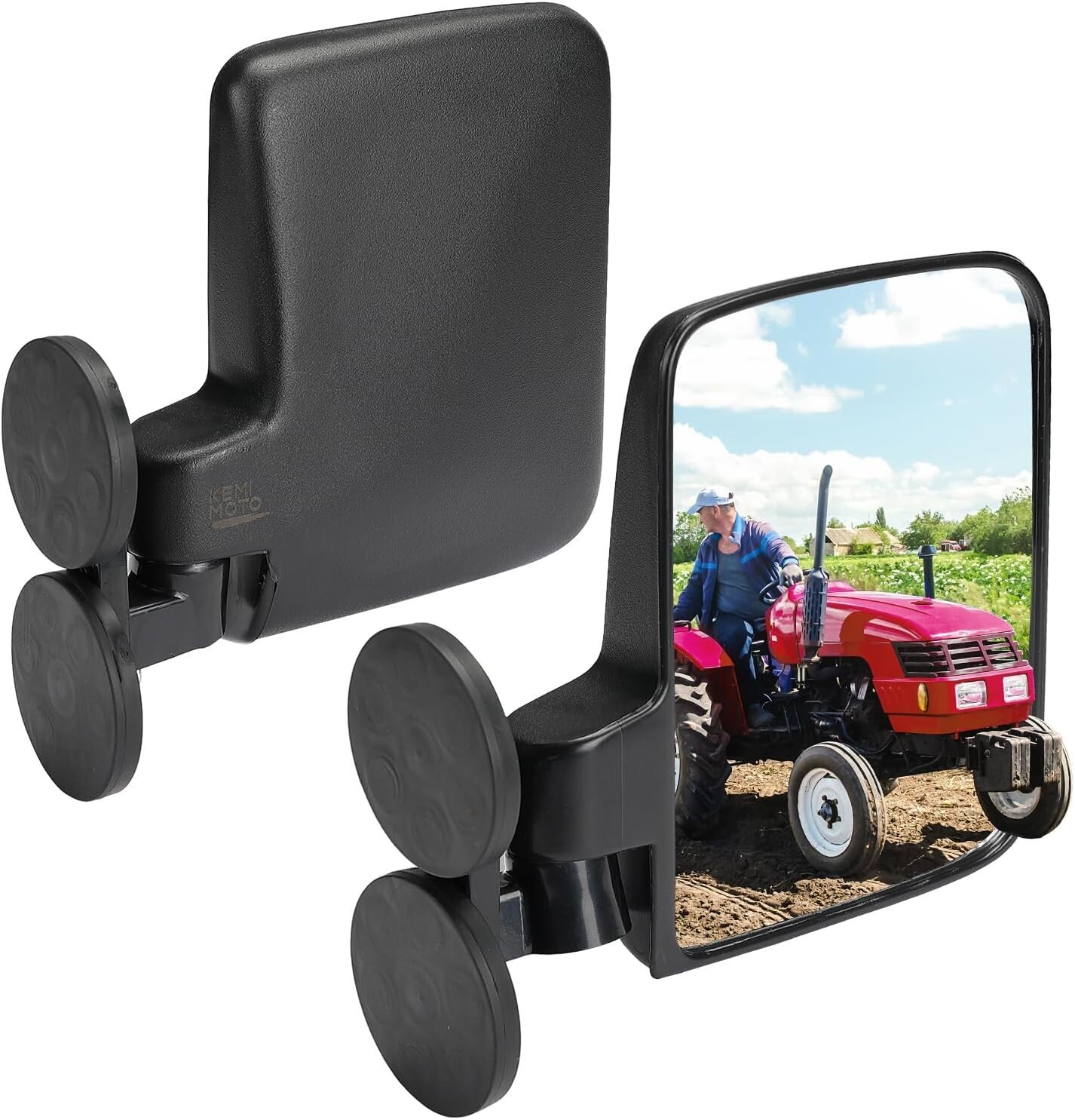 KEMIMOTO Magnetic Tractor Side Mirrors for Tractor Forklift Mower Dozer Kubota
