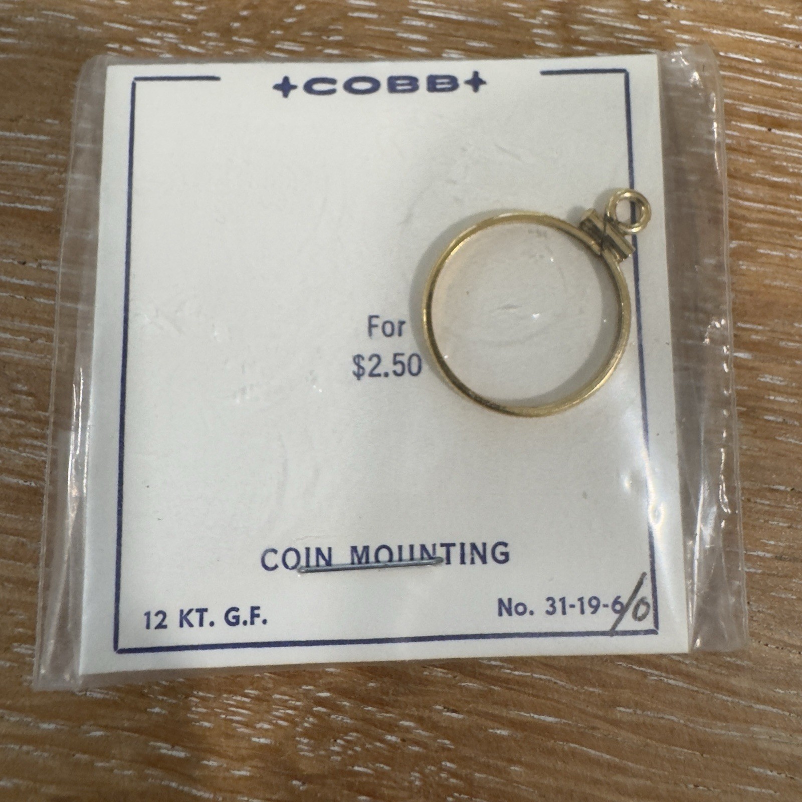 Cobb 12K Gold Filled Coin Edge Mounting $2.50 Indian Head Pendant Frame No. 6