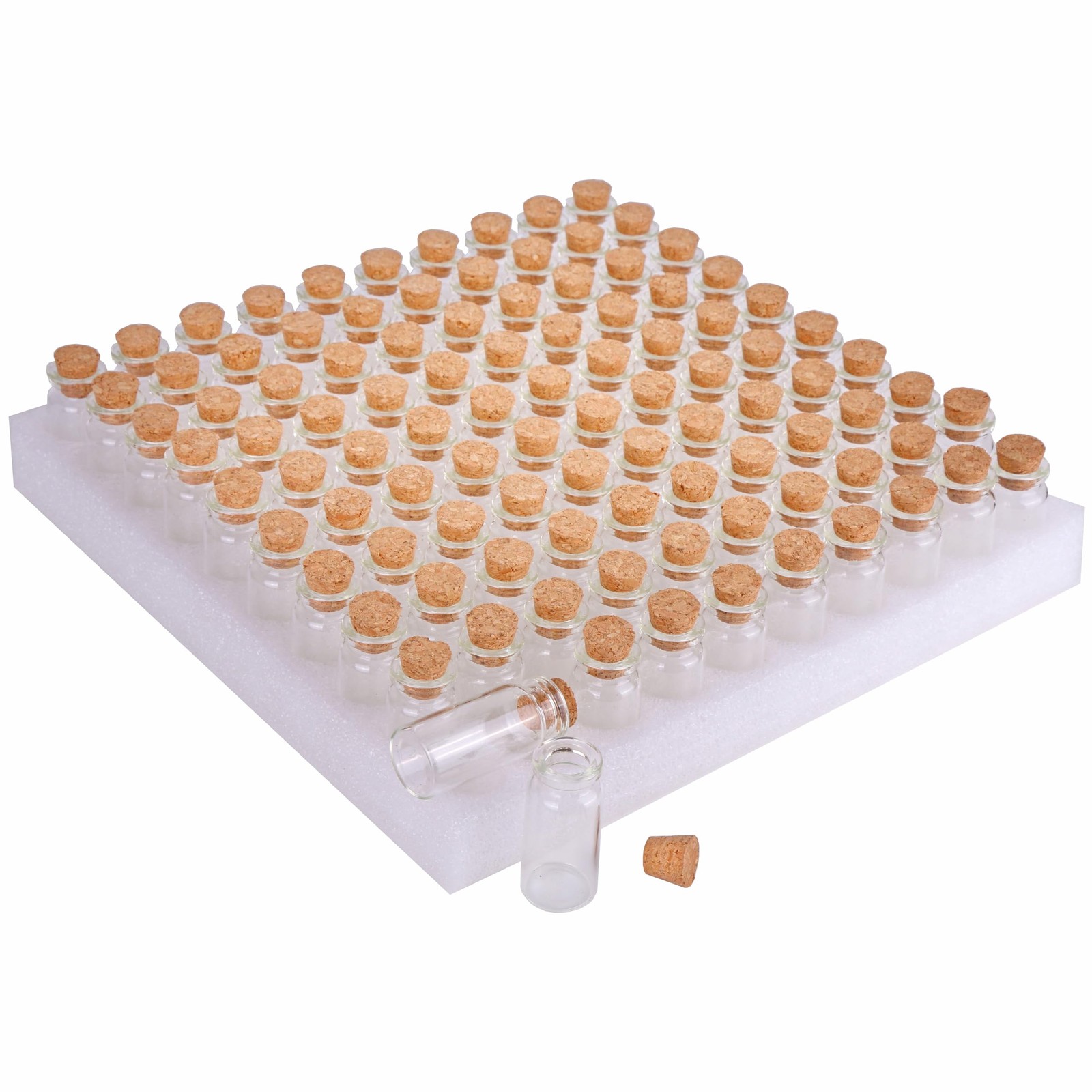 MaxMau Small Bottles with Corks,10 Milliliter 100 Packs Tiny Vials Mini Cork