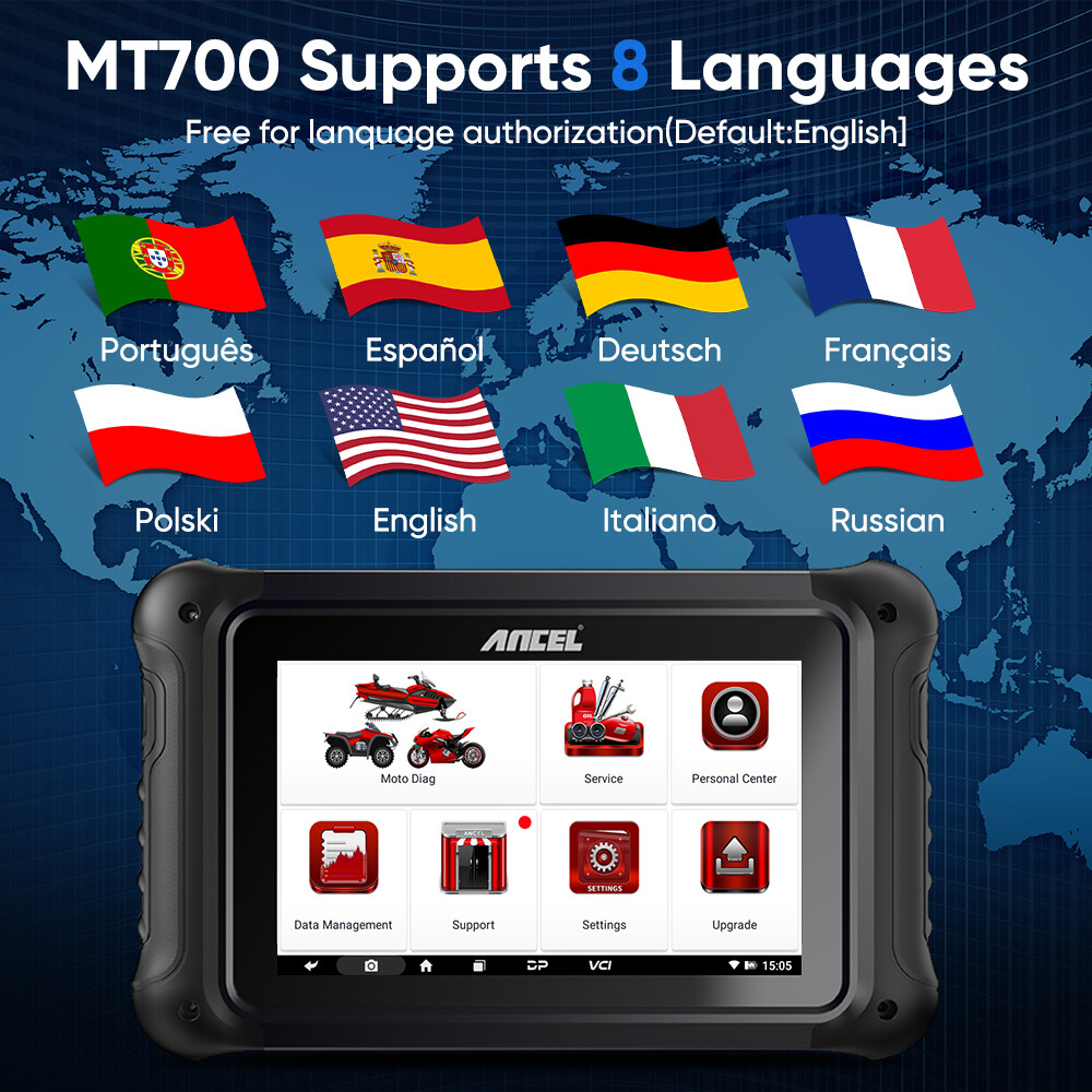 ANCEL MT700 OBD2 Motorcycle All System Diagnostic Scanner Oil Rest ECU Coding