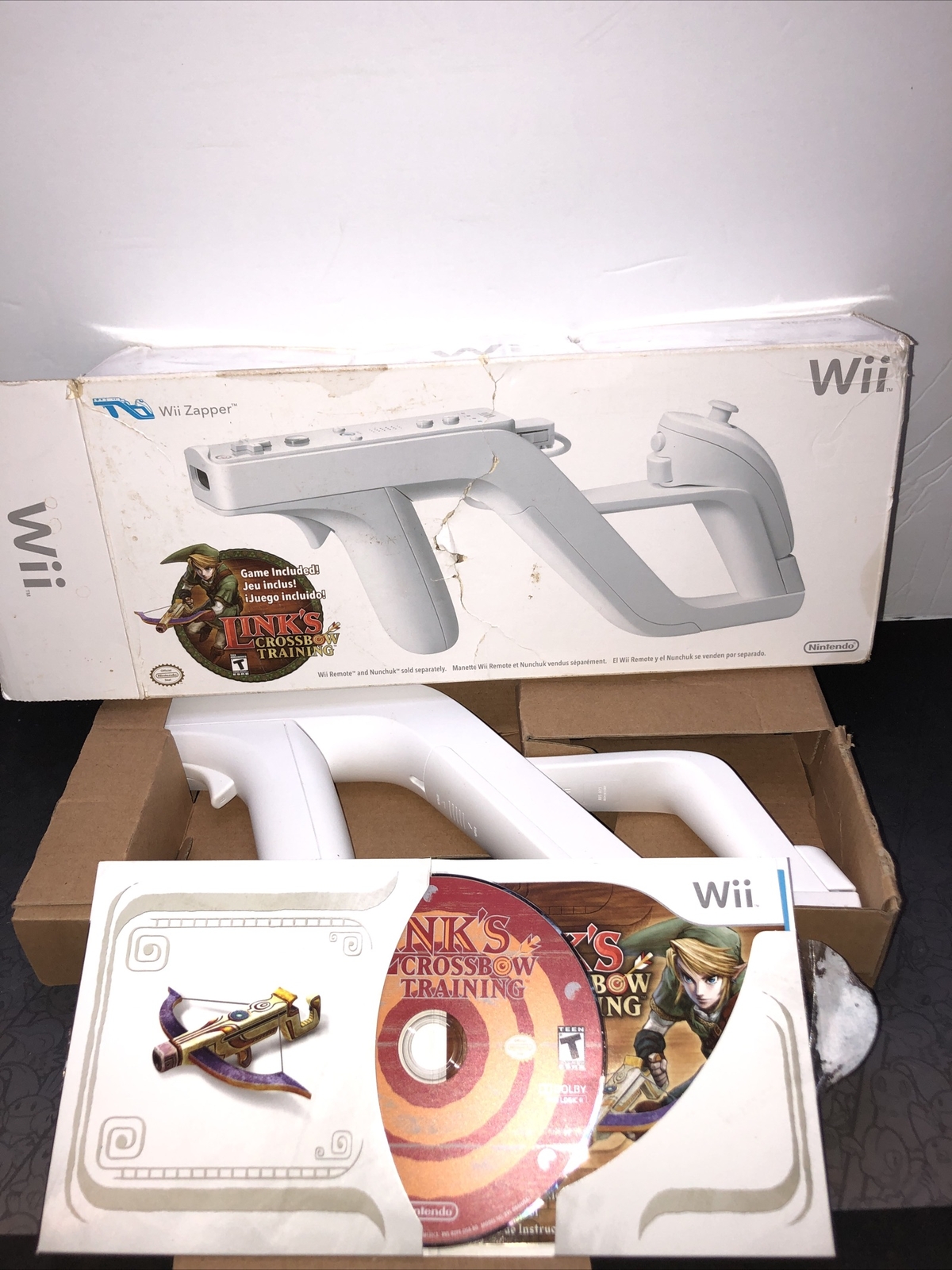 Official Wii Zapper W/ Link's Crossbow Training CD Nintendo, Box & Manual Zelda