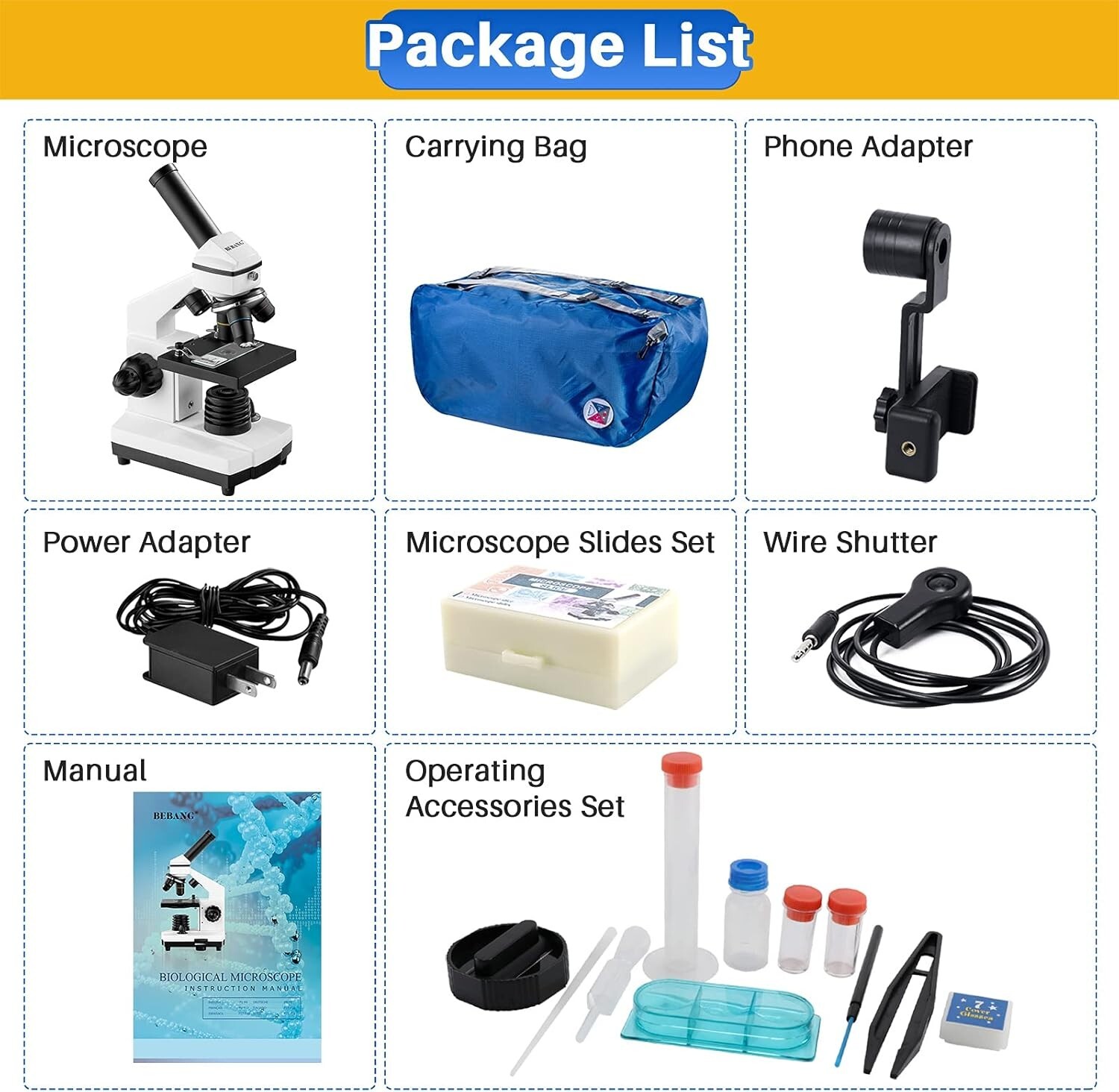 Microscope for Adults Kids, 100X-2000X BEBANG Compound Microscope *Open Box