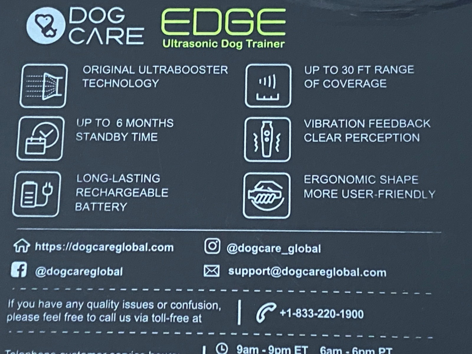 Dog Care Edge Ultrasonic Dog Training Collar Model UT01, Open Box