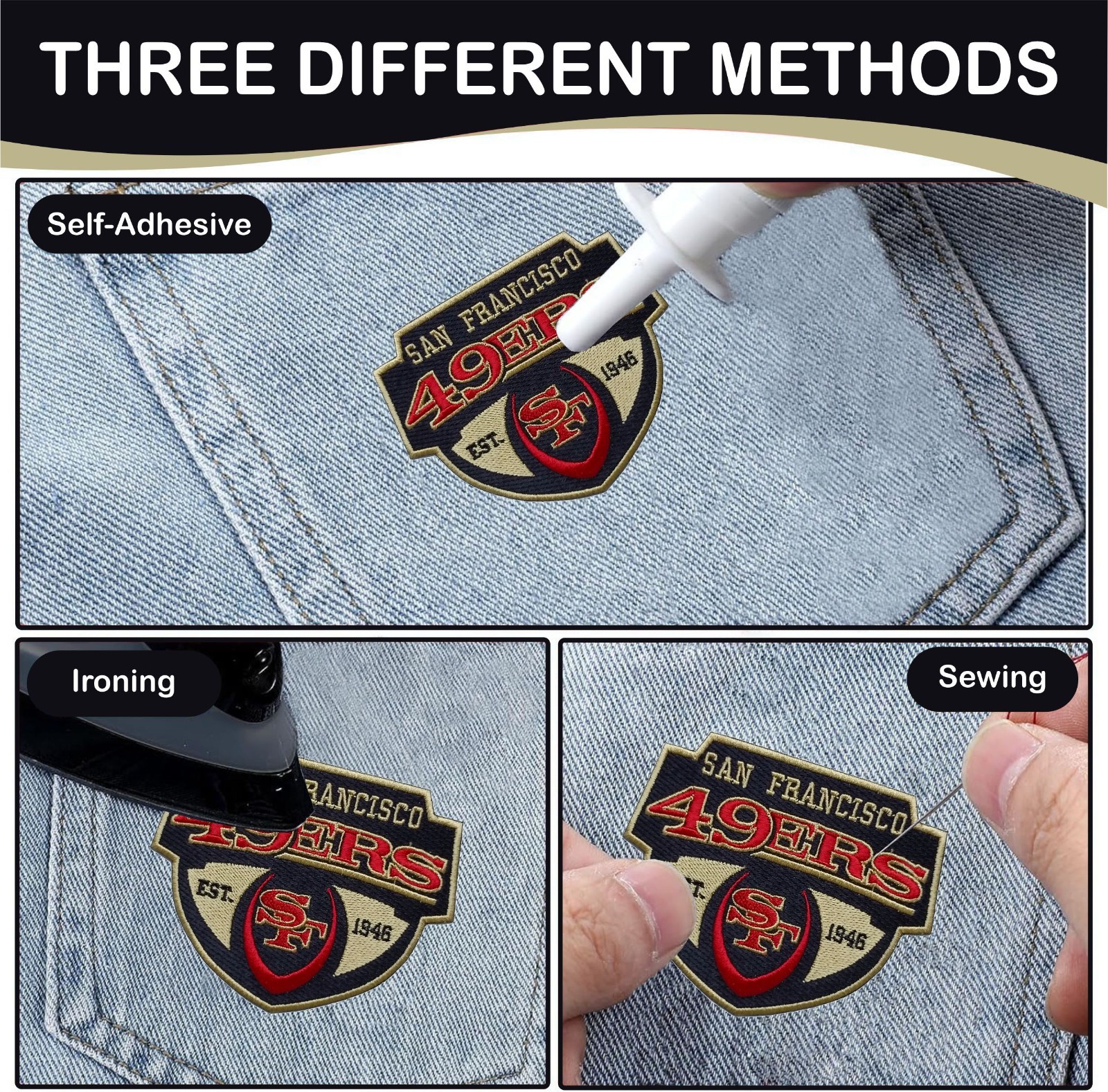 Francisco 49ers NFL Team Logo Iron On Patch - Sew Patch - Embroidered Patch