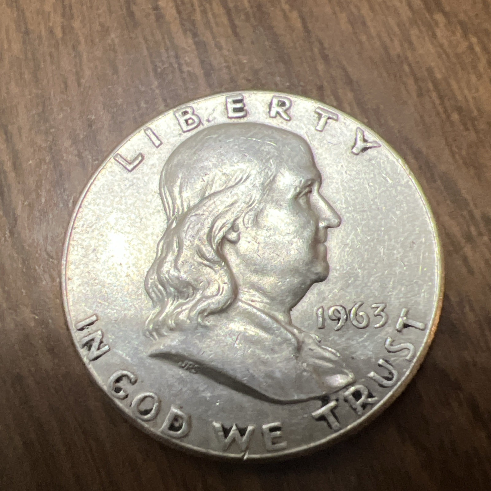 1963 Franklin Half Dollar Full Bell Lines Actual Coin.