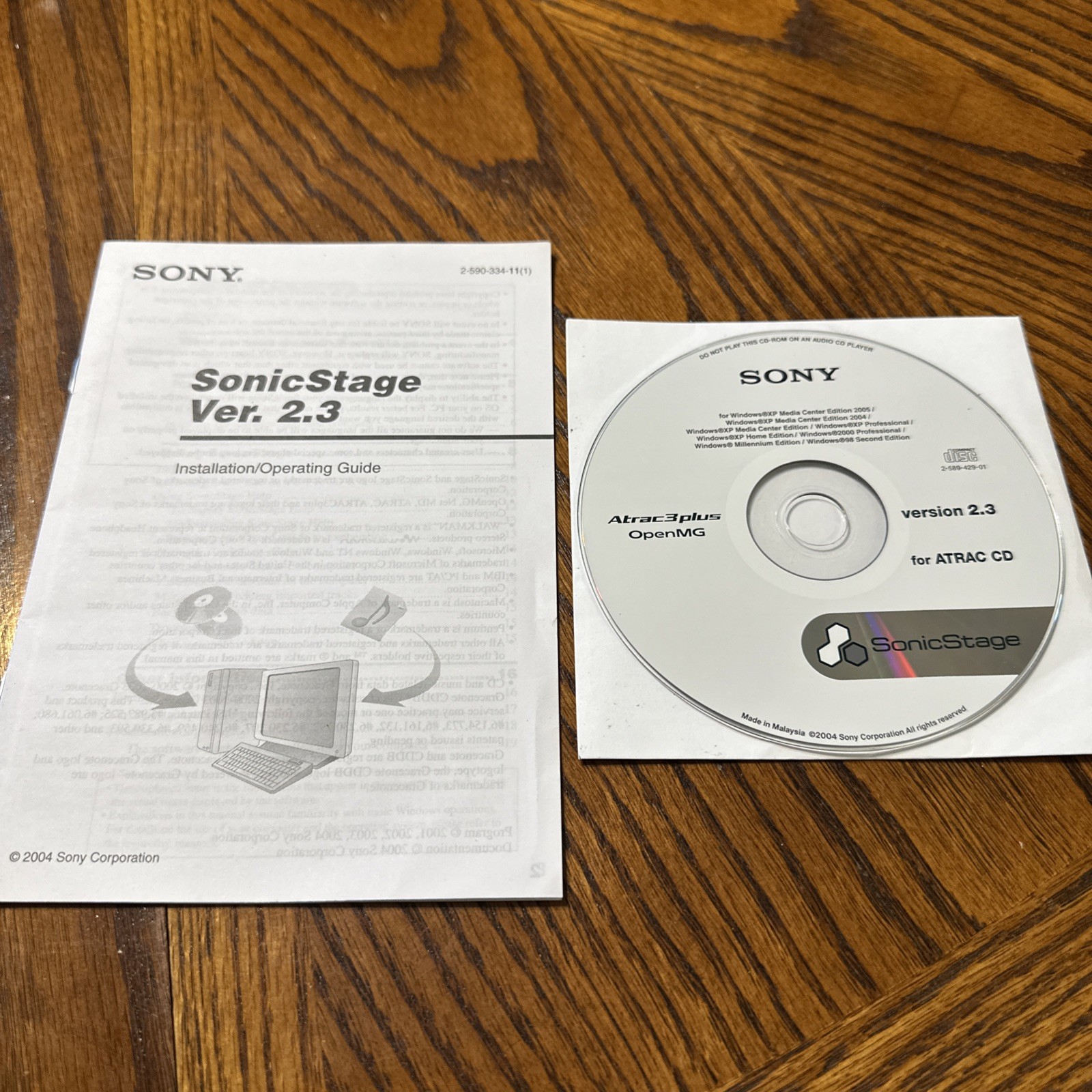 Sony SonicStage Atrac3plus OpenMG Version 2.3 For Walkman CD-ROM & Manual