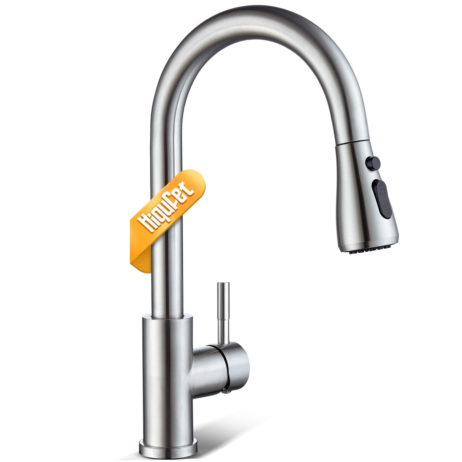 Hiqufet Kitchen Faucet, Pull Down Sprayer, 15.2 inches height, Brushed Nickel
