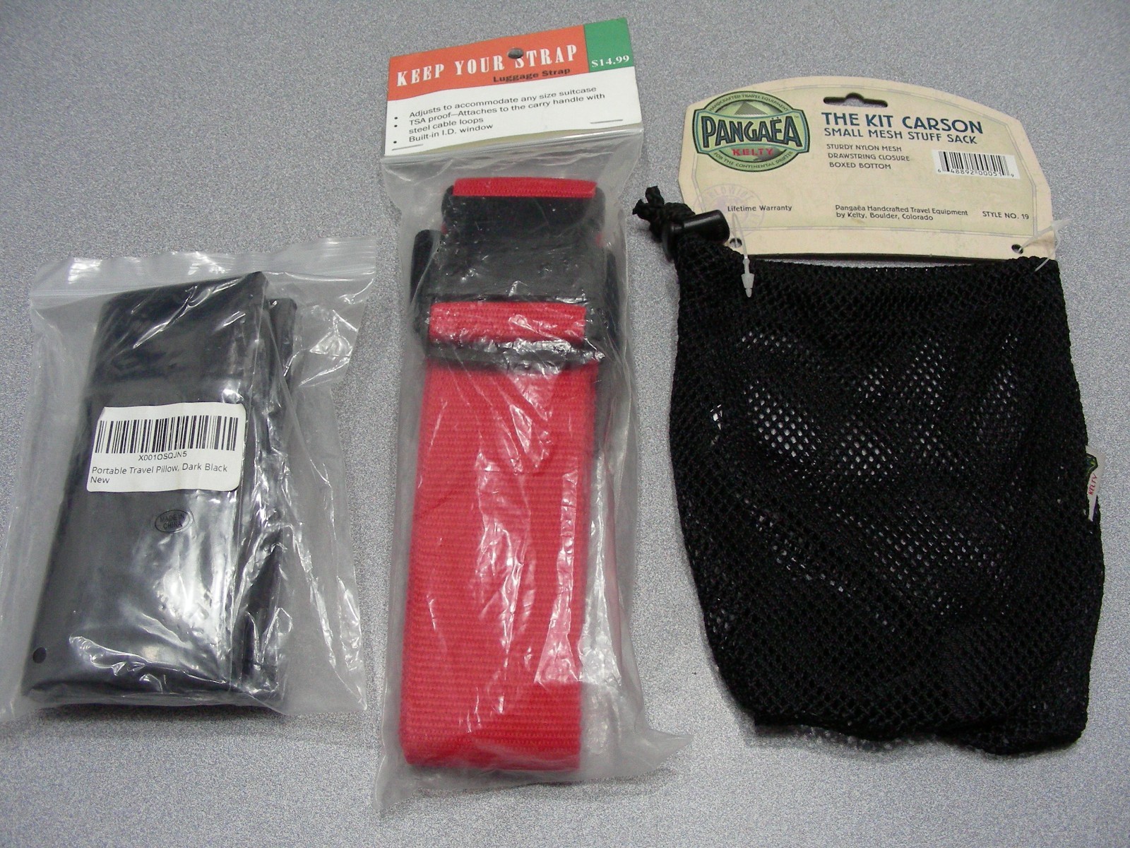 3 TRAVEL ACCESSORIES: Keep Your Strap for Luggage, Kit Carson Bag, & Pillow