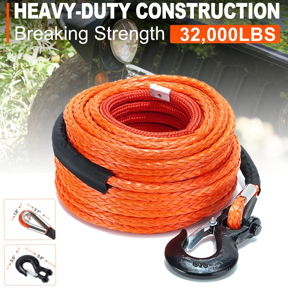 1/2"x100ft 32000lbs Synthetic Winch Rope Winch Line Cable for Trailer Heavy-Duty