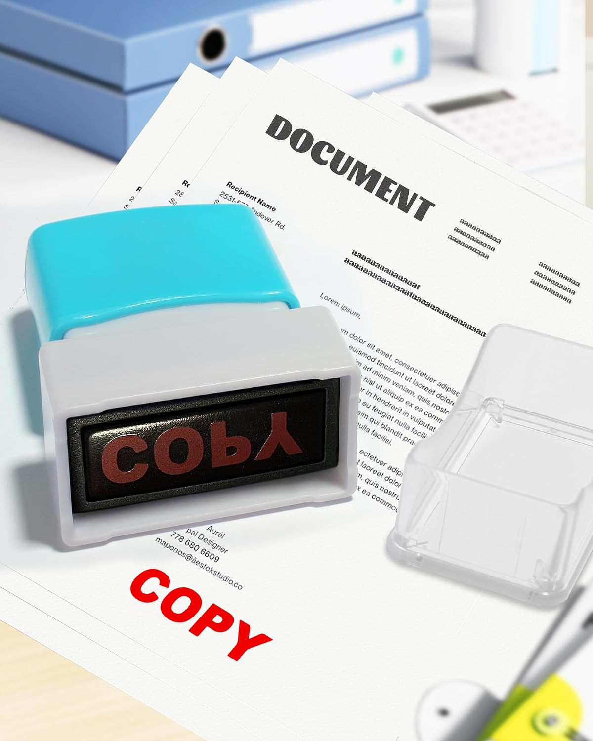 Copy Self Inking Rubber Stamp Refillable Paid Stamper for Business