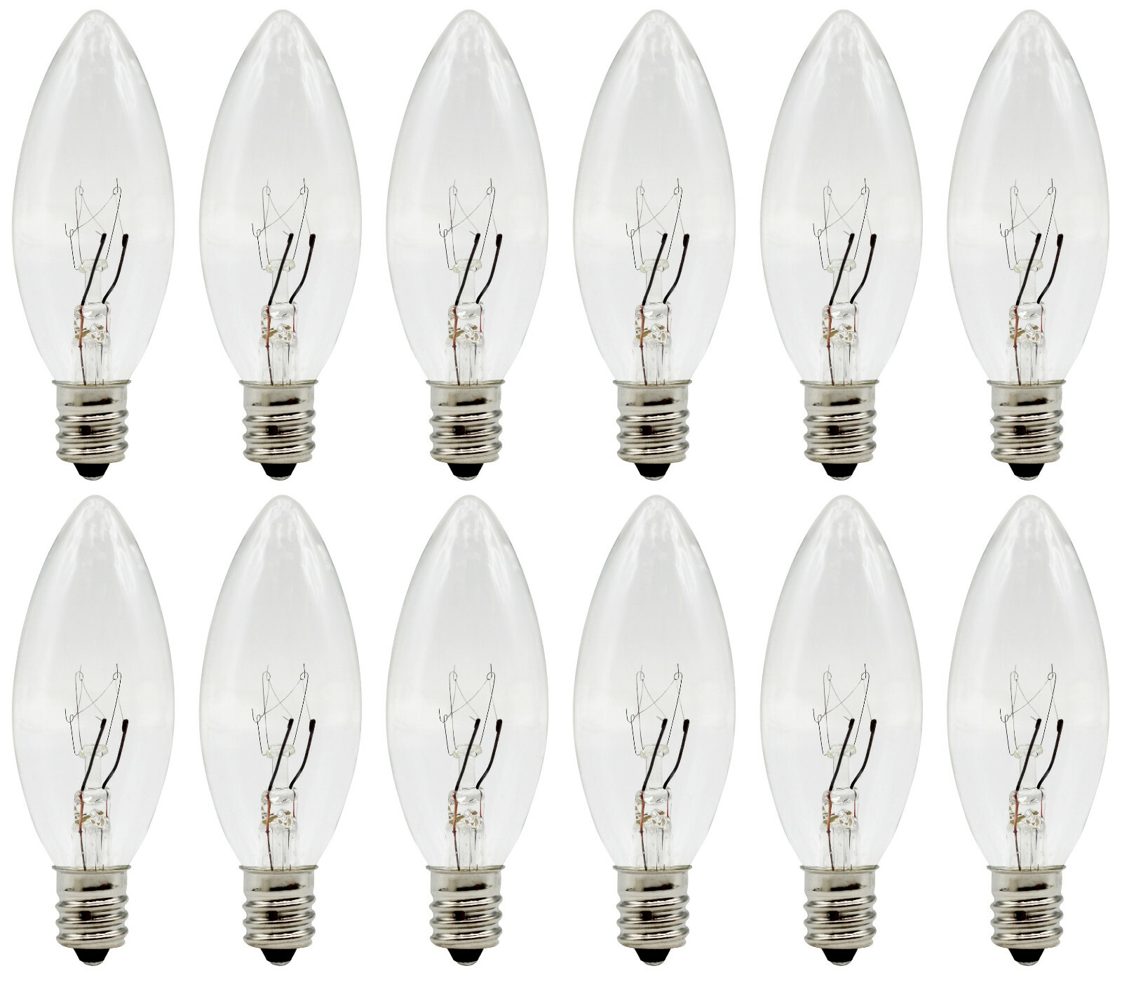 12 Pack - Replacement Light Bulbs for Electric Candle Lamps, Window Candles, 5W