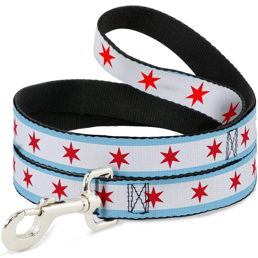 4 Ft Long 1.0" Wide Chicago Flag Dog Leash for Walking Training Parade
