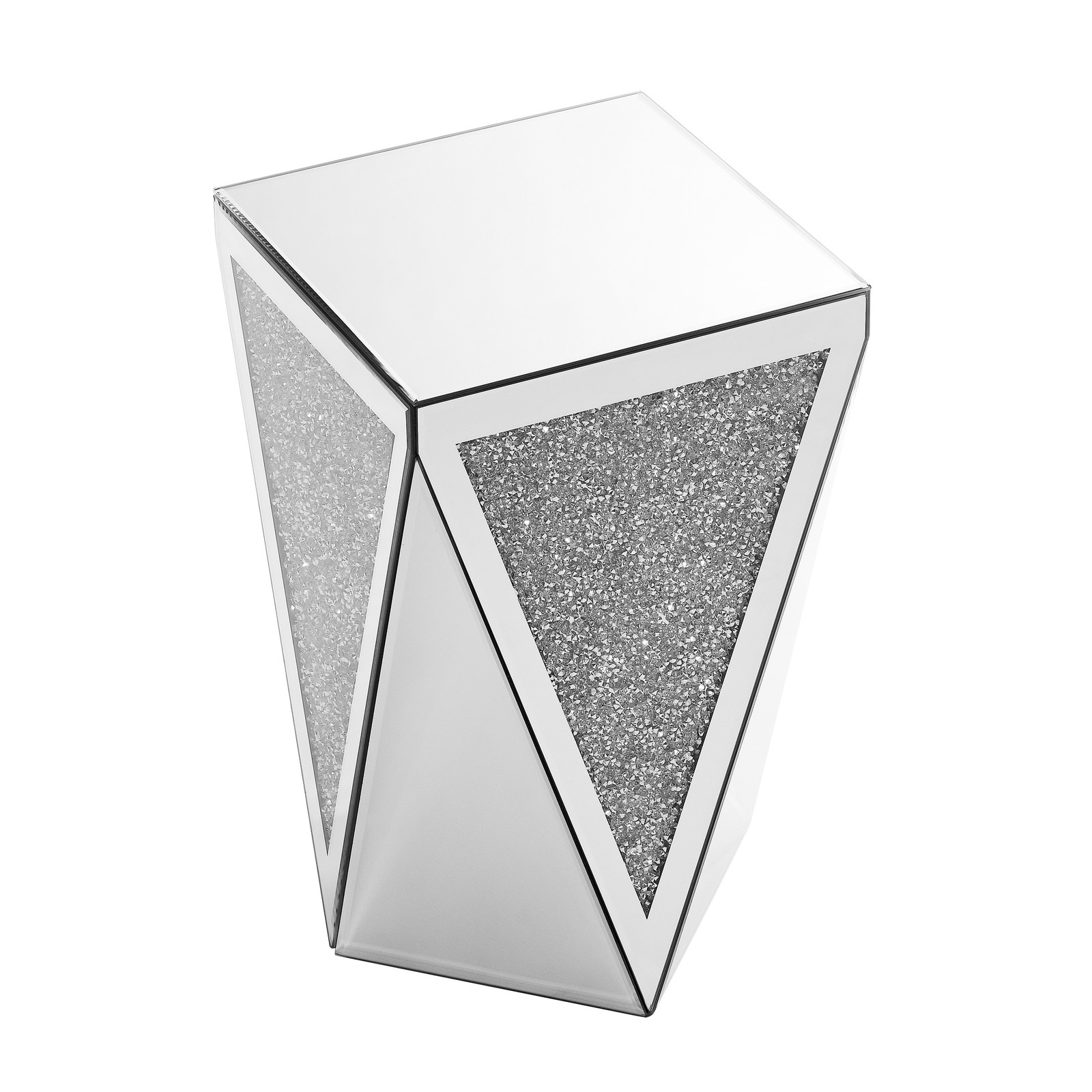 Inverted triangular mirror square table, crystal diamond inlaid coffee table, si