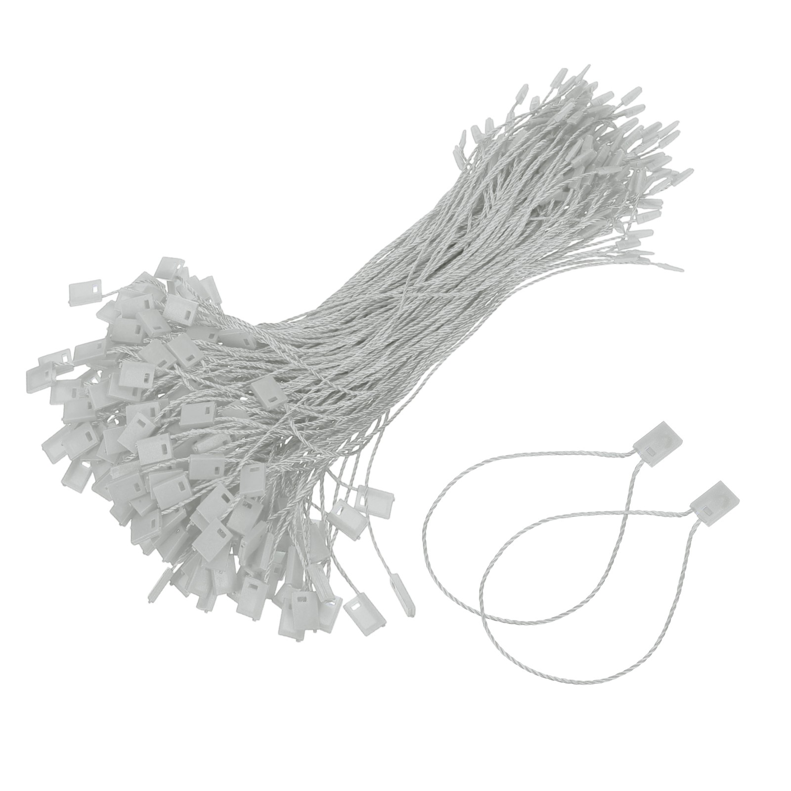 1000pcs Polyester Hang Tag String (6.7") - Plastic Snap Lock Pin Loop Light Gray