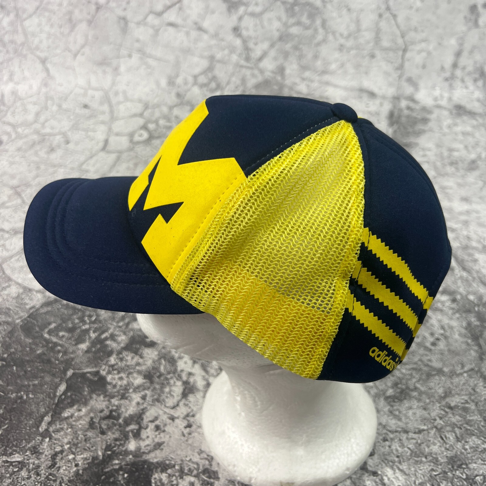 Michigan Wolverines Hat Cap Mens Blue Yellow Snap Back Block Logo Foam NCAA