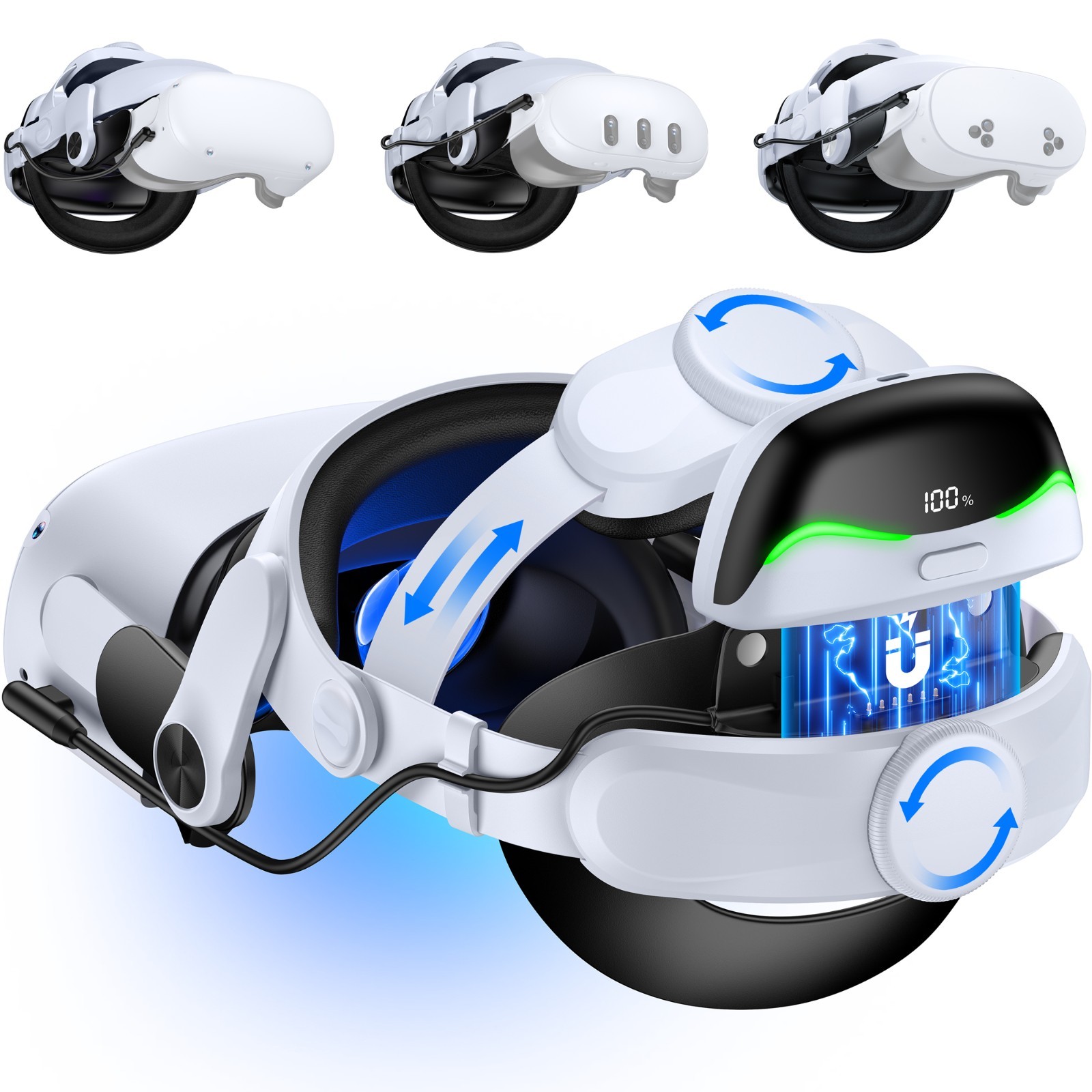 Head Strap for Meta Quest 2/Quest 3/Quest 3s with 10000mAh Battery VR Headset