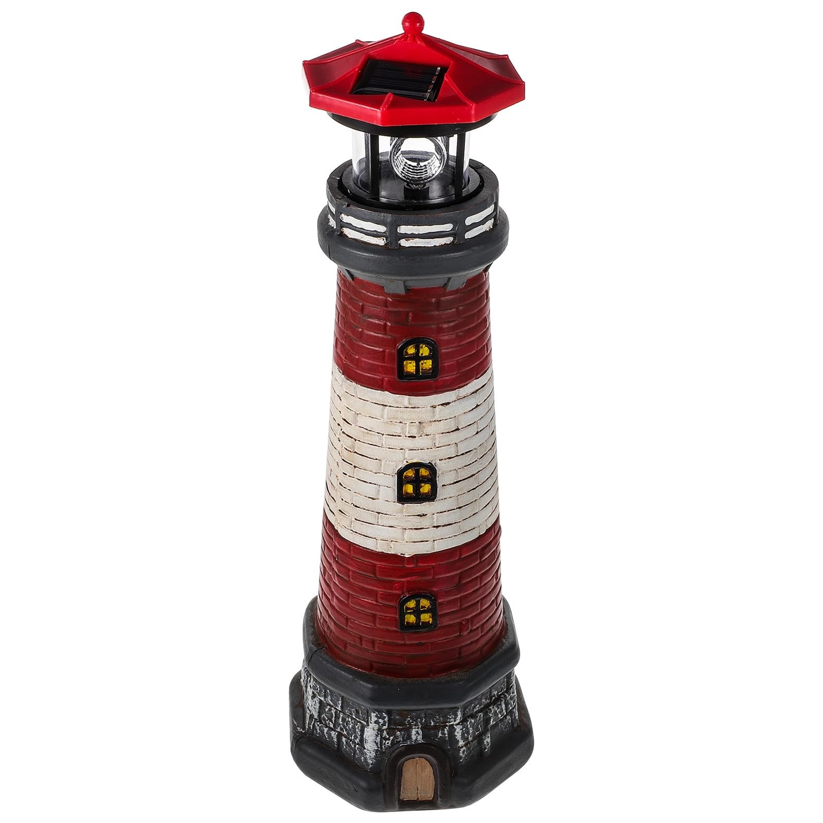 Solar Lighthouse Statue Outdoor Garden Decor, Resin Waterproof Lawn Ornament .