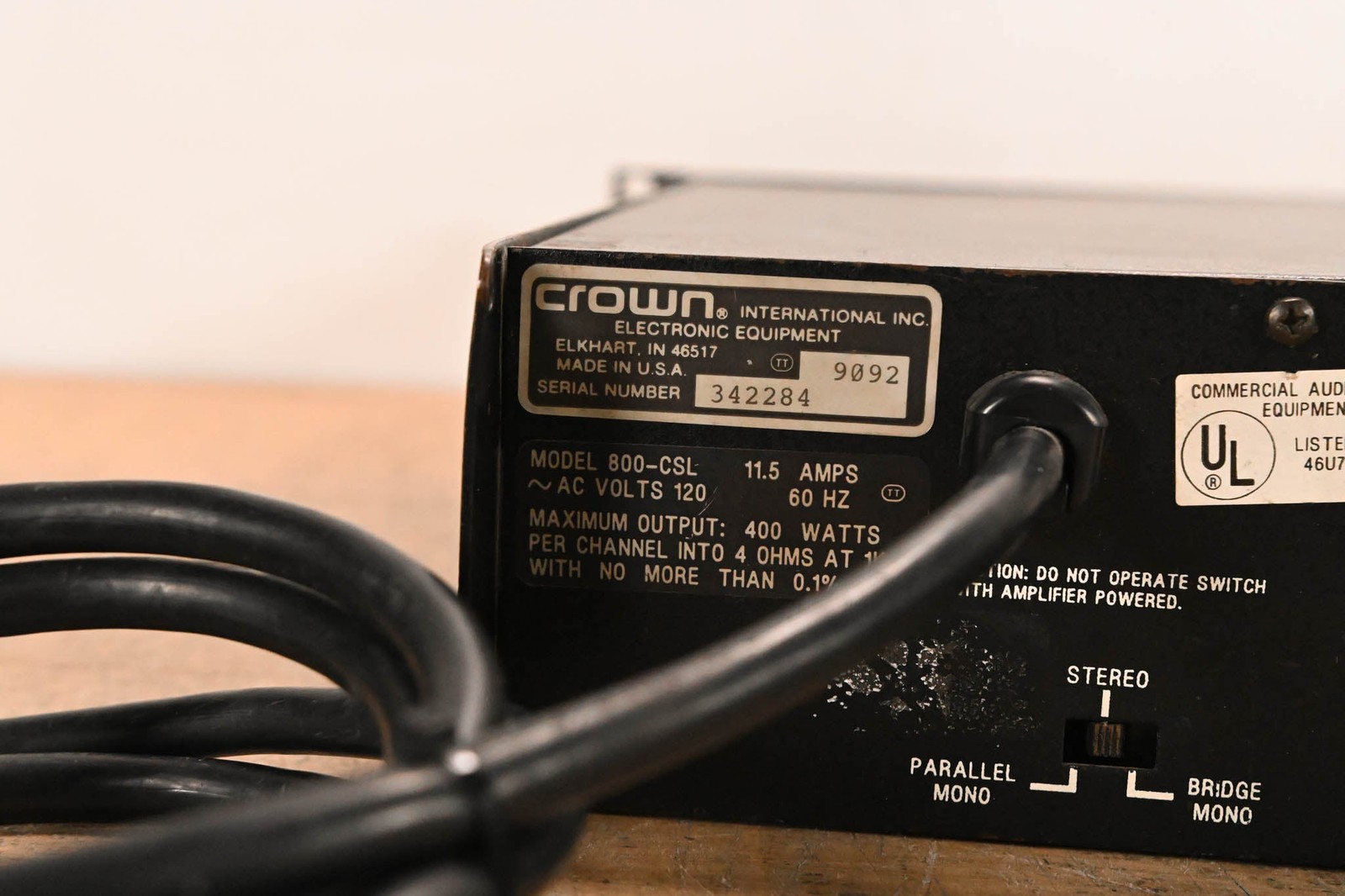 Crown 800 CSL 2-Channel Power Amplifier CG01PG0