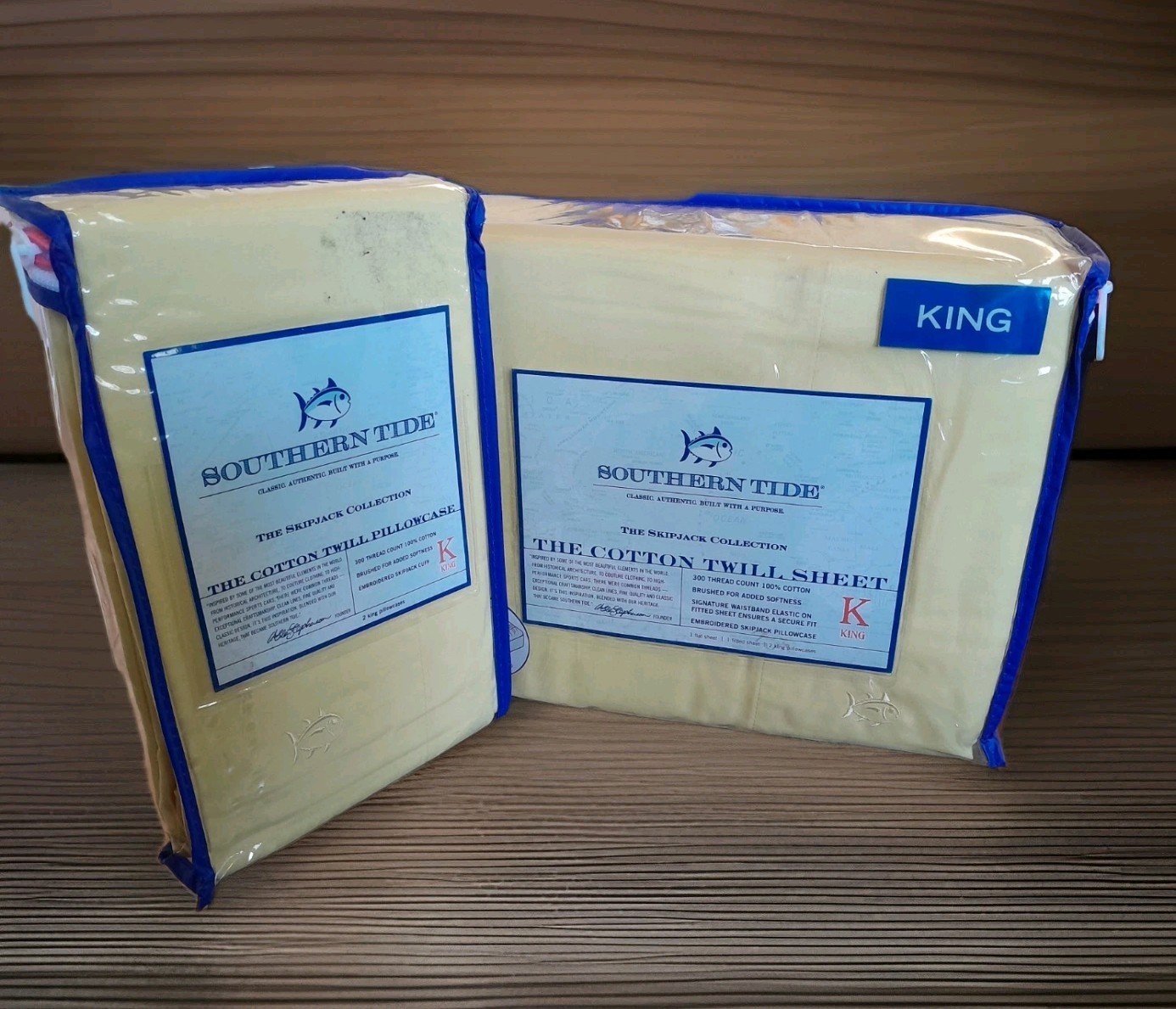 NEW SOUTHERN TIDE 6pc KING SIZE SHEET SET SKIPJACK 300 THREAD COUNT COLOR YELLOW