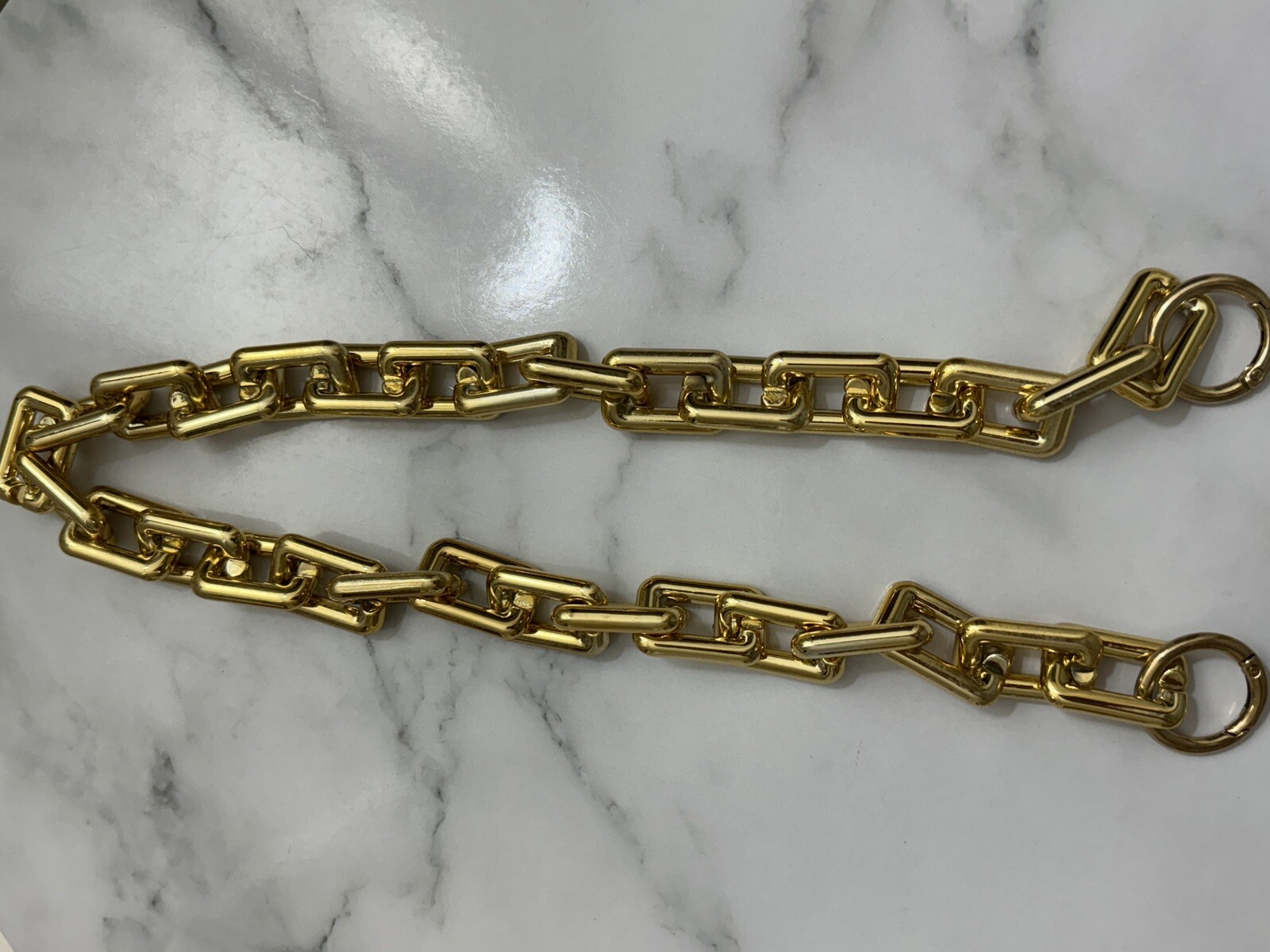 Chunky statement chain Bag strap gold square 60cm shoulder baguette pochette