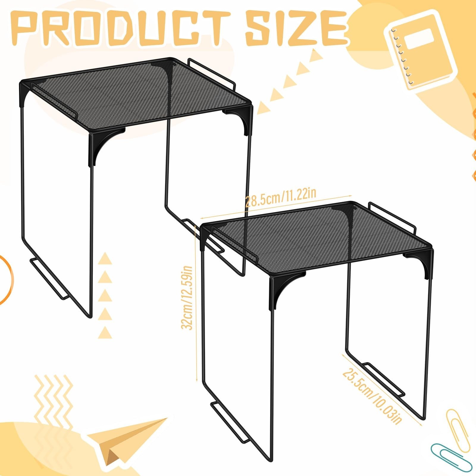 Demonwer 2 Pcs Black Stackable Locker Organizer Shelf