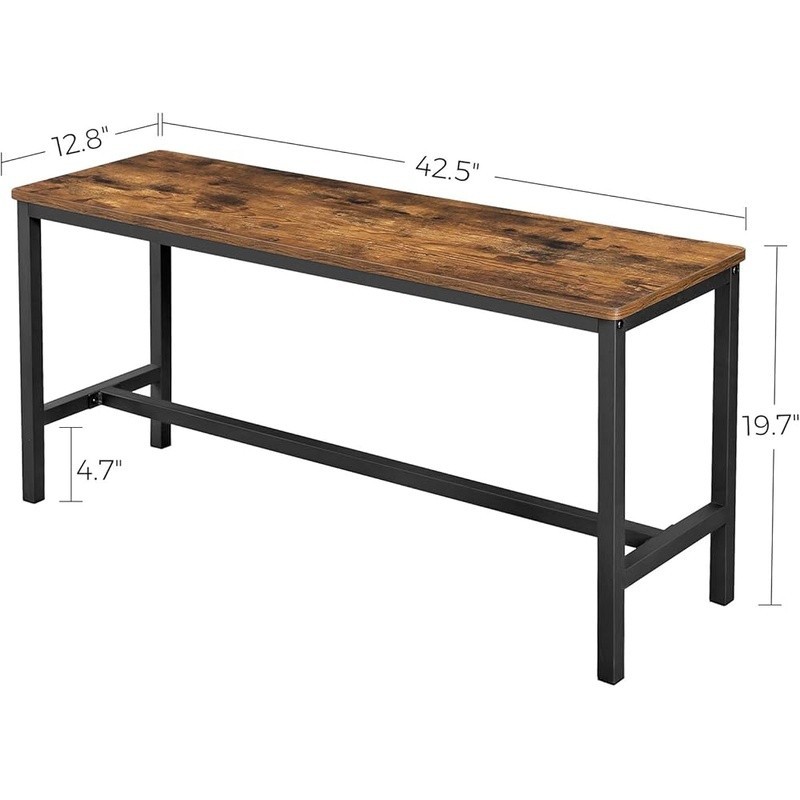 Dining Bench Industrial Steel Frame, for Kitchen, Living Room Rustic 2 PCS