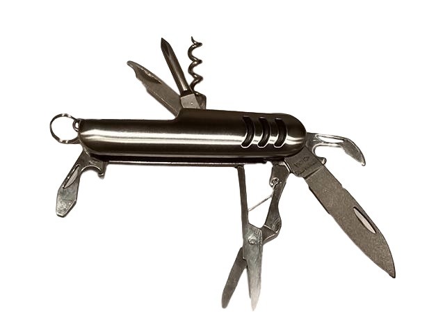 2-Pk Stainless Multi Tools 7-in-1 Pocket Knife Can Opener Corkscrew Scissors