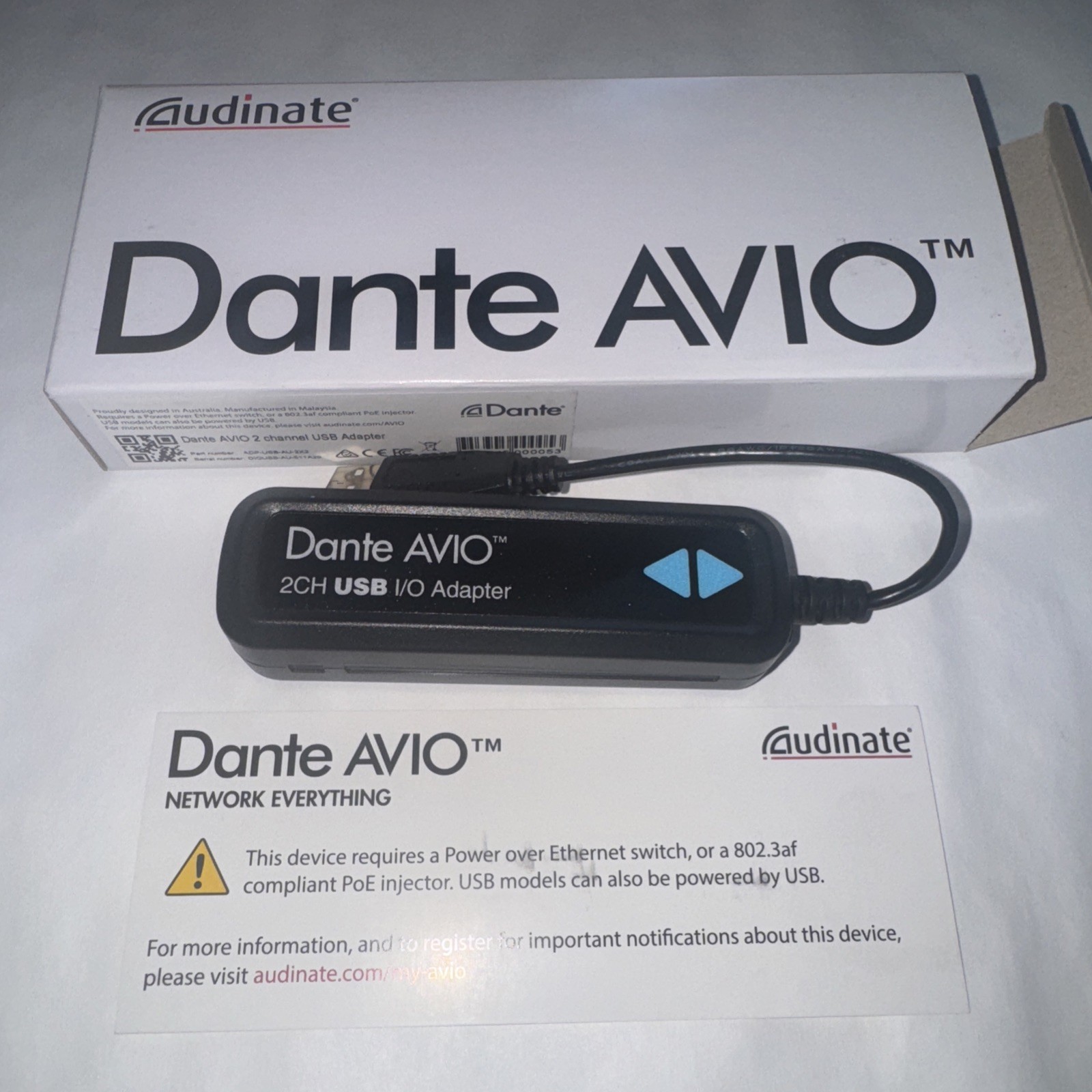 Dante AVIO 2 channel USB Adapter, ADP-USB-AU-2X2