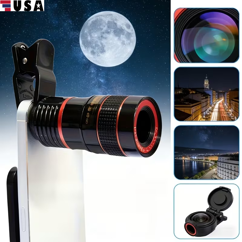 HD 8X Clip on Optical Zoom Telescope Camera Lens for Universal Mobile Cell Phone
