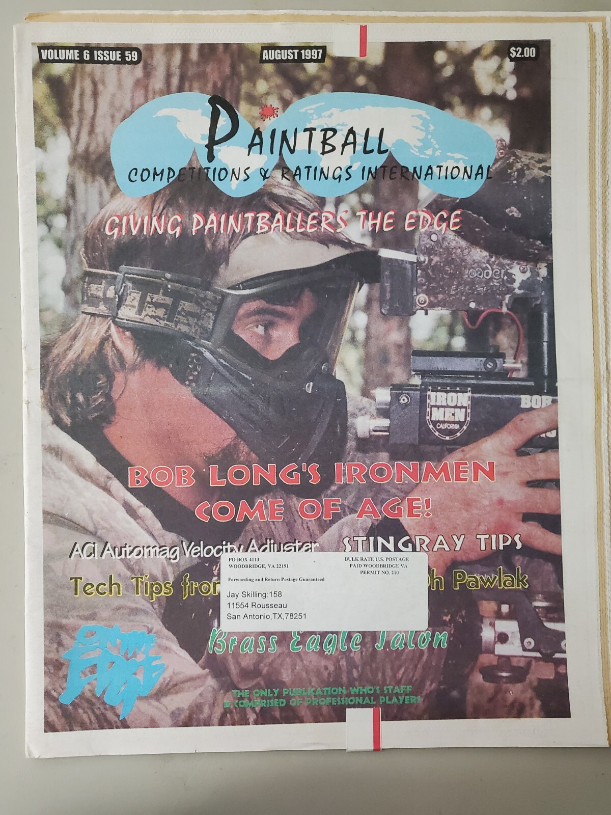 PCRI Paintball Magazine August1997 Rare edition Bob Long Cover Mint Collectable