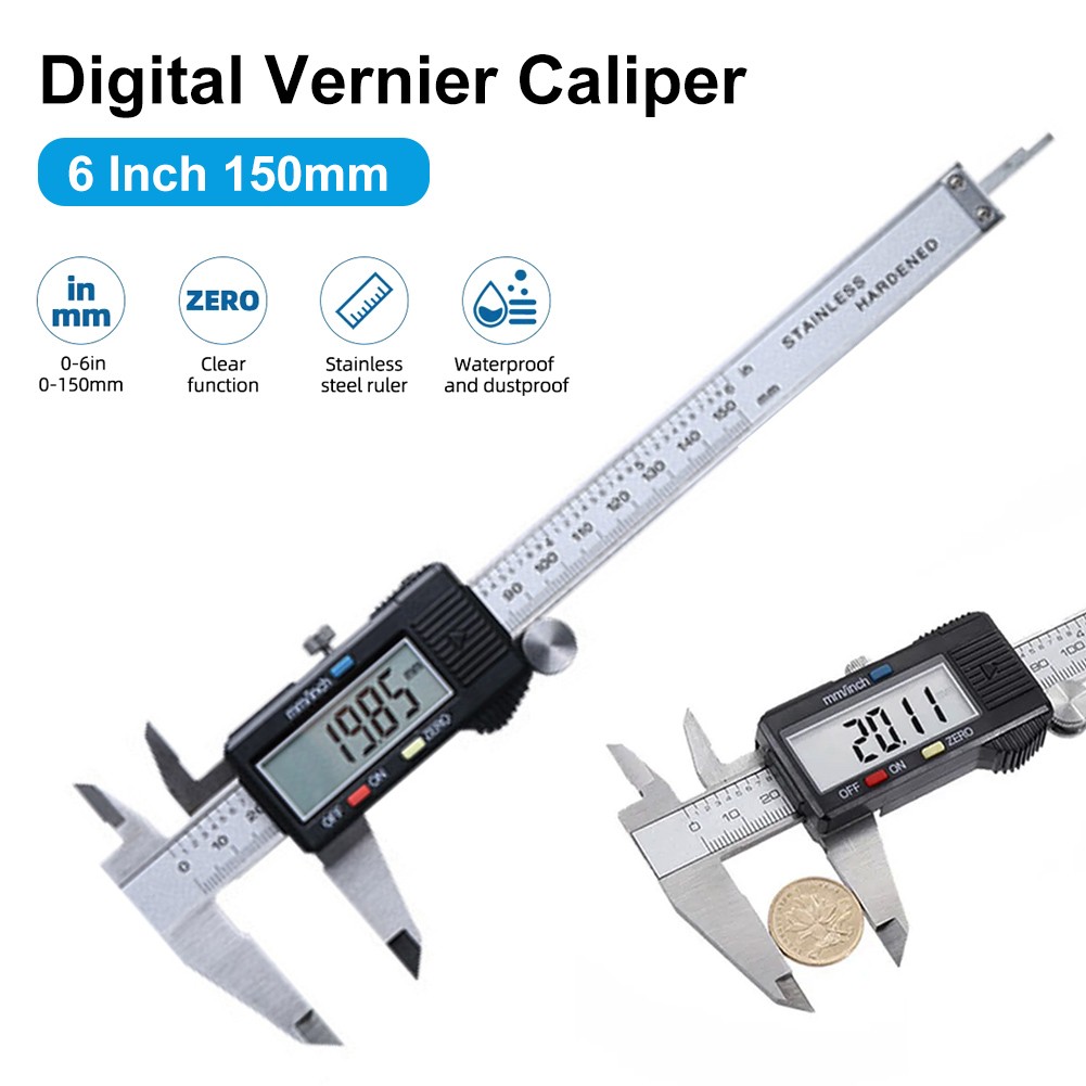 Digital Electronic Gauge 150mm Vernier Caliper Micrometer Fraction/MM/Inch Tool