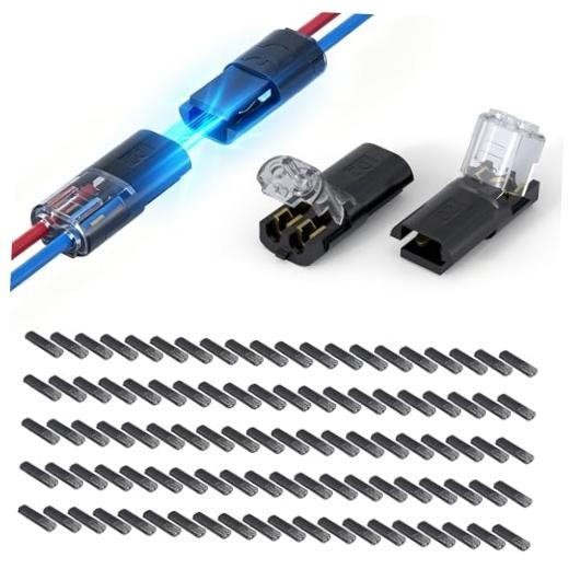 Double Wire Plug in Connector with Locking 100PCS Black 2 Wire 22-18 Awg D2