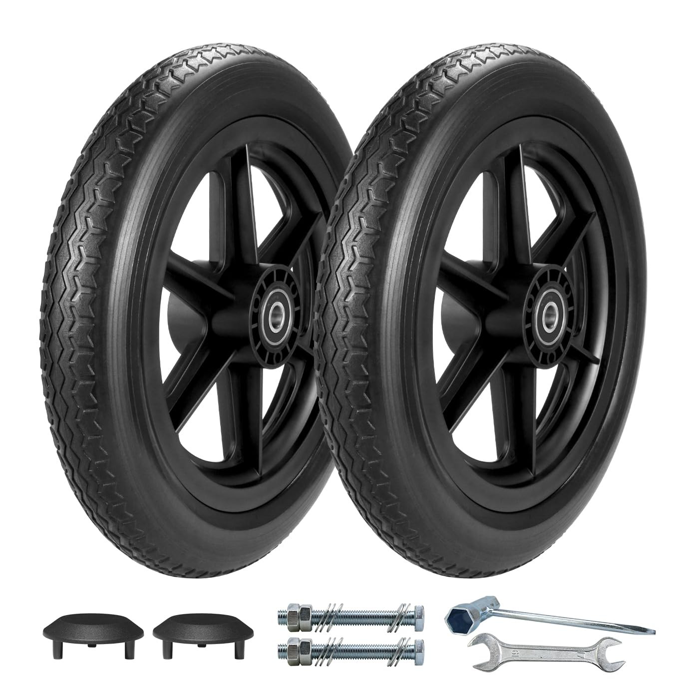 Wiykkur 12 Inch Wheelchair Wheels Replacement (1 12 1/2 x 2 1/4" Black, Black