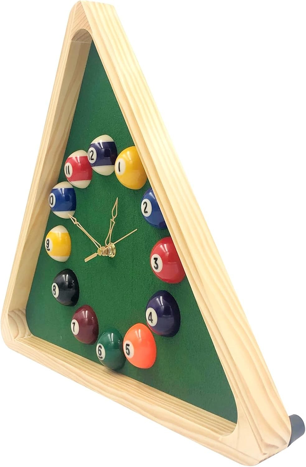 14” Pool Table Wall Clock in Solid Wood - Stylish Billiard Decorative Piece