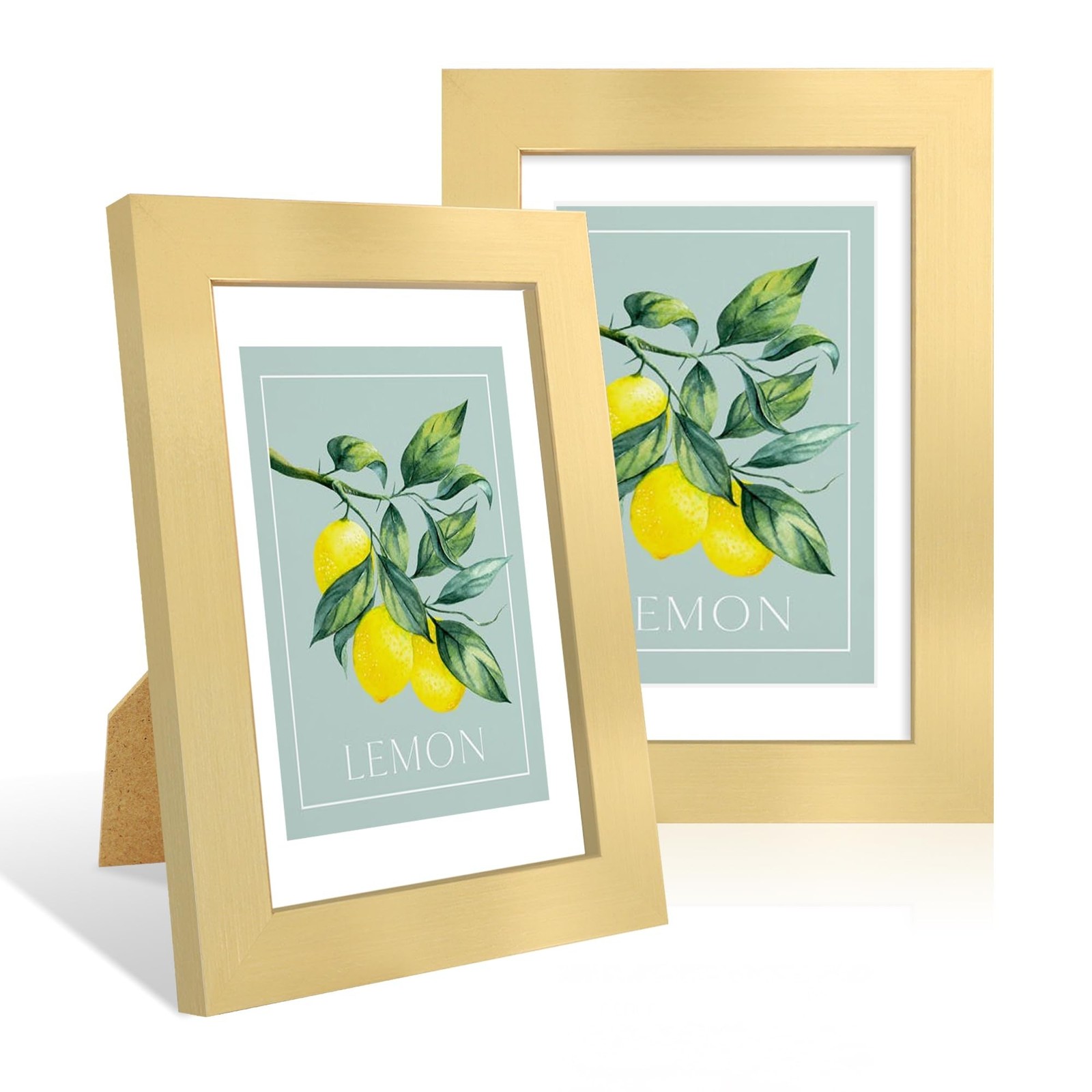 4x6 Picture Frame Set of 2, 4 x 6 Wood Photo Frames with Mat for 3.5x5, Woode...