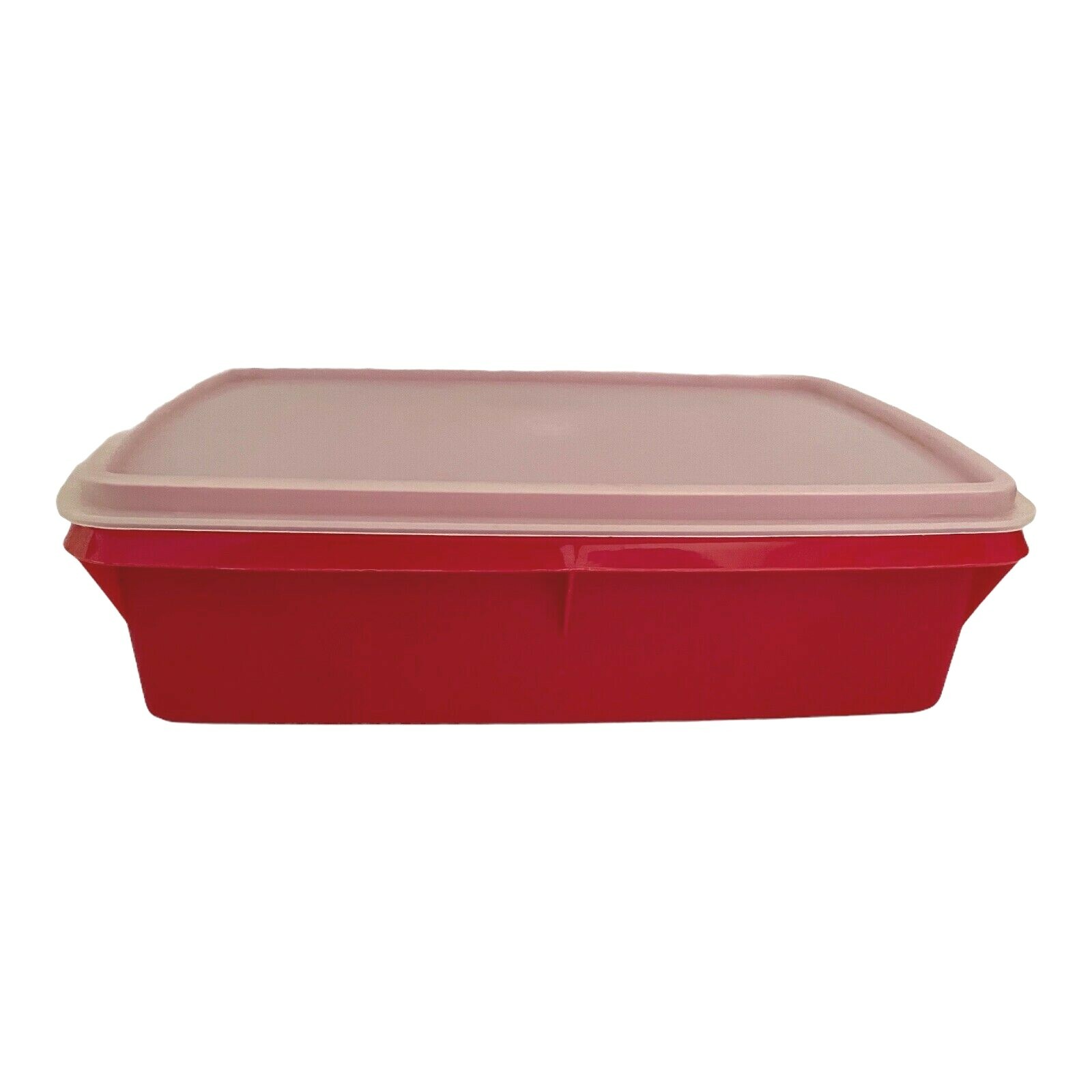 Tupperware Tuppercraft Red Divided Rectangle Container Tray Lid Stow N Go 767