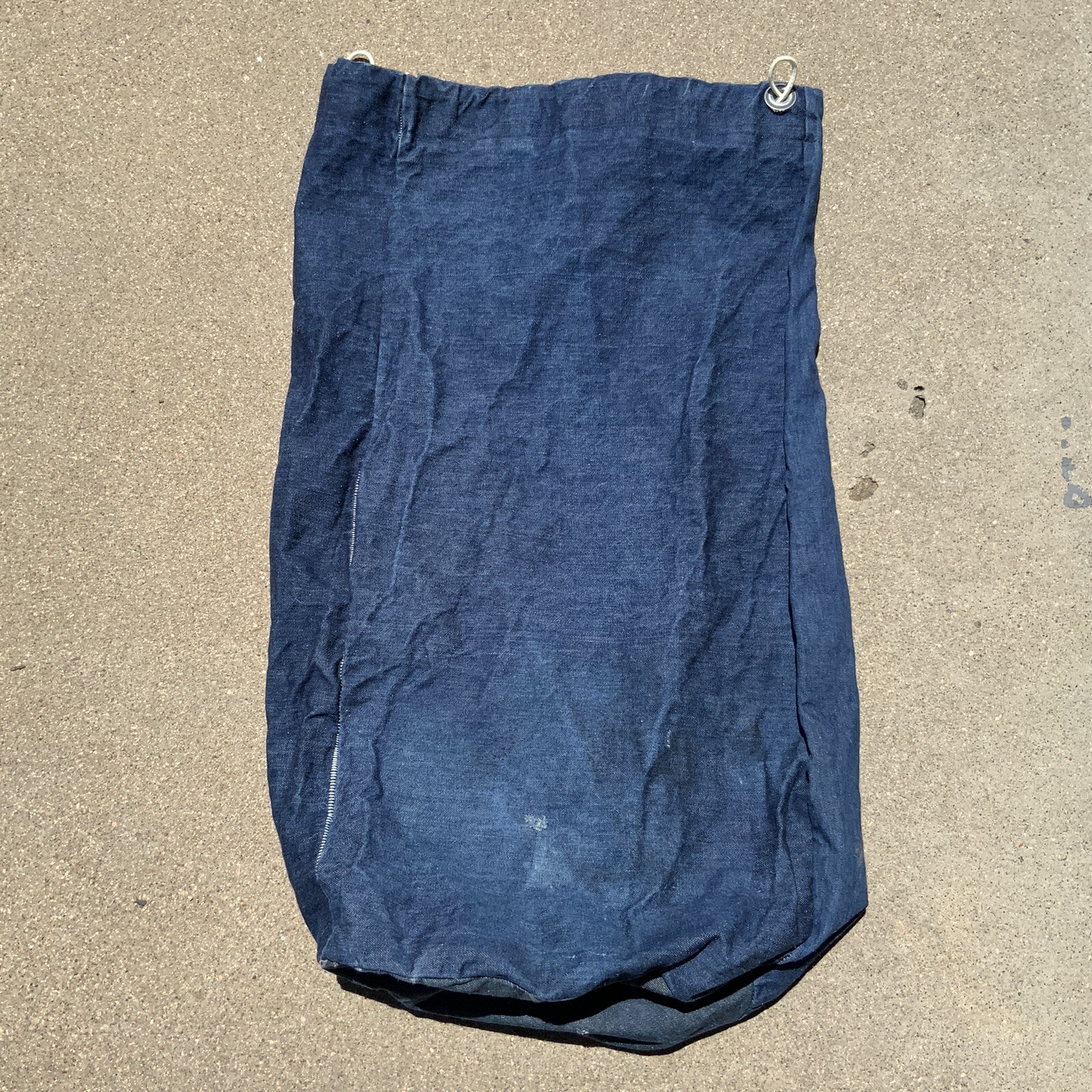 Vintage 1960s Deadstock Military Army Indigo Denim Laundry Bag Duffel Big L Sack