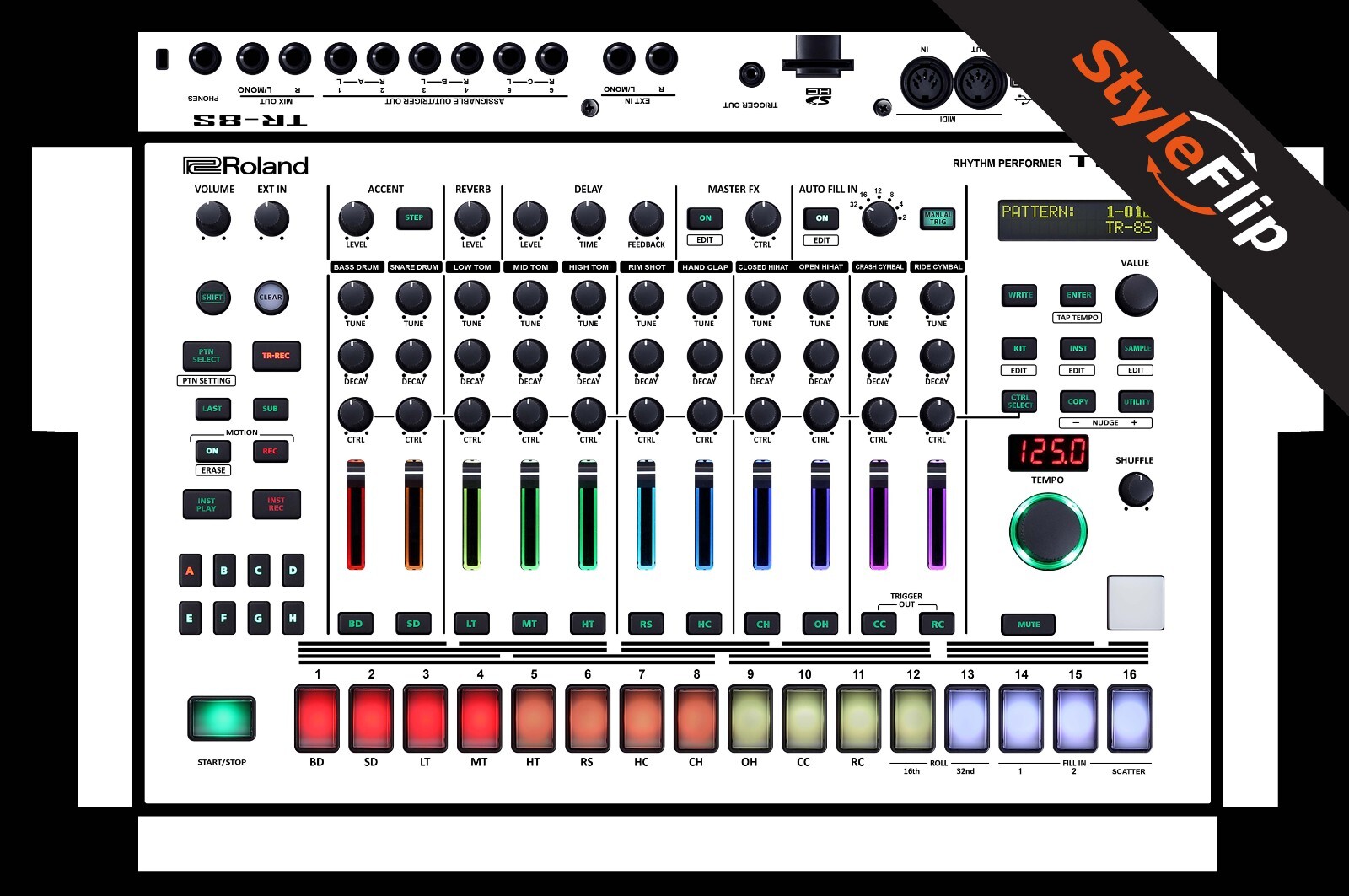 Roland TR-8S Rhythm Composer | Color White | Protective Decal | StyleFlip Skins