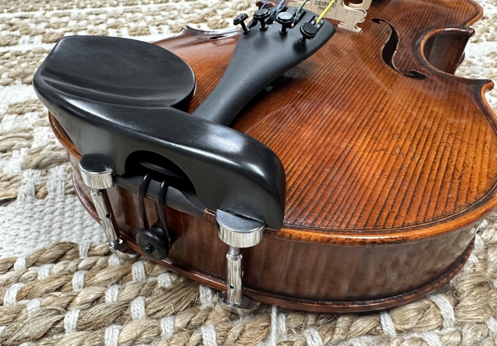 High Level Ebony 4/4 Size Violin Chin Rest W/Sliver  Clamp, MADE IN GERMANY