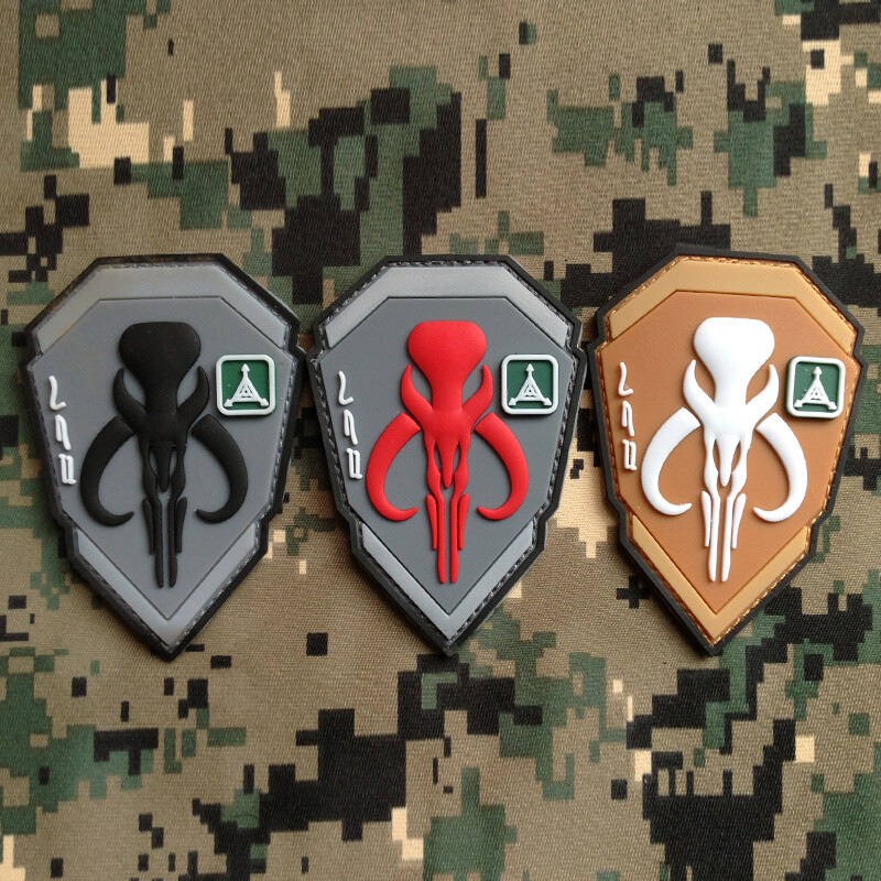 3 PC 3D PVC STAR WARS BOBA FETT MANDALORIAN BANTHA SKULL TACTICAL HOOK PATCH