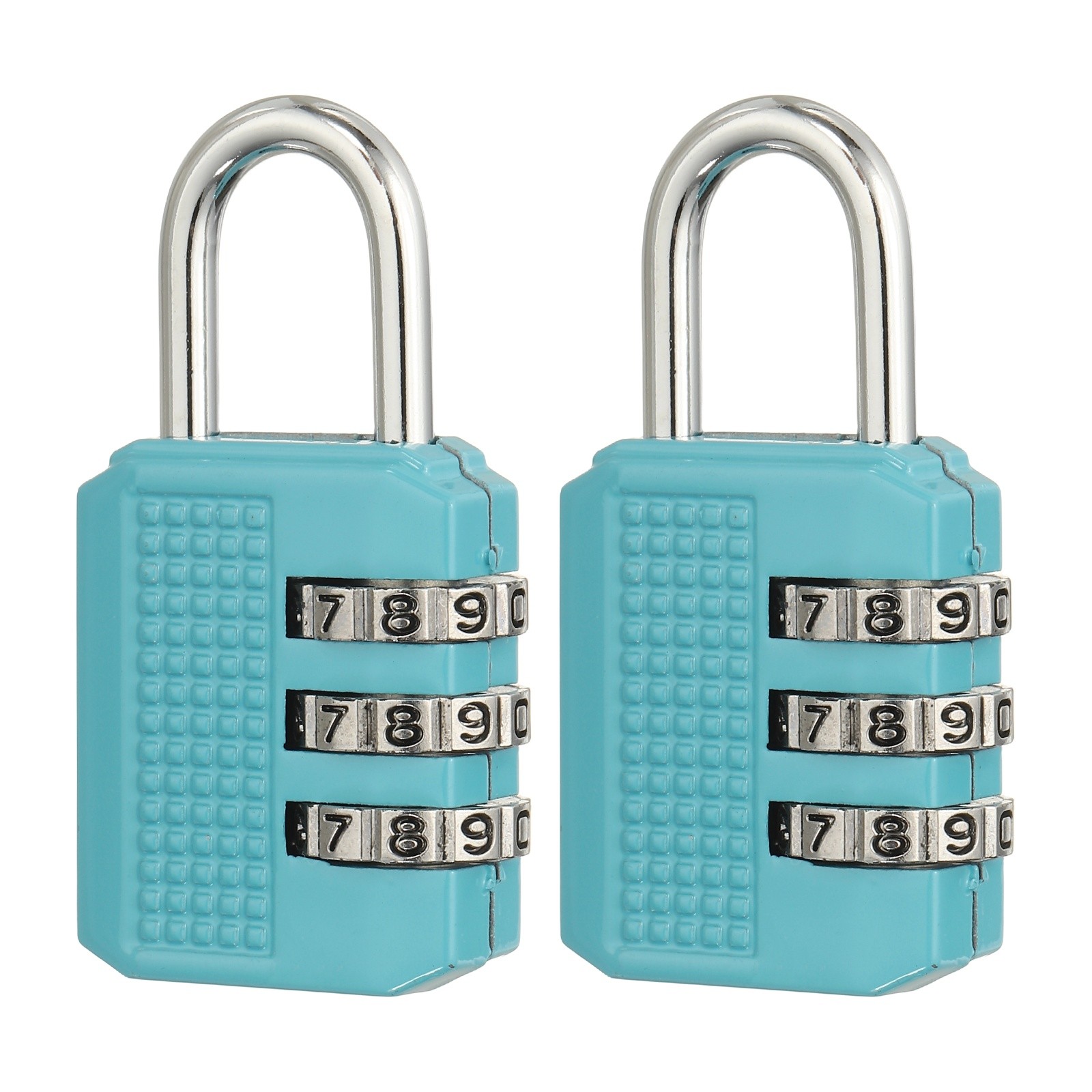 Combination Padlock (Medium, Blue)(2 Pcs), 3-Digit Shackle Code Locks