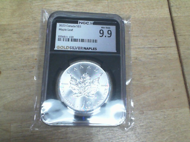 CANADA ELIZABETH II MAPLE LEAF $5 SILVER COIN NGCX MINT STATE 9.9 (WKS012509)