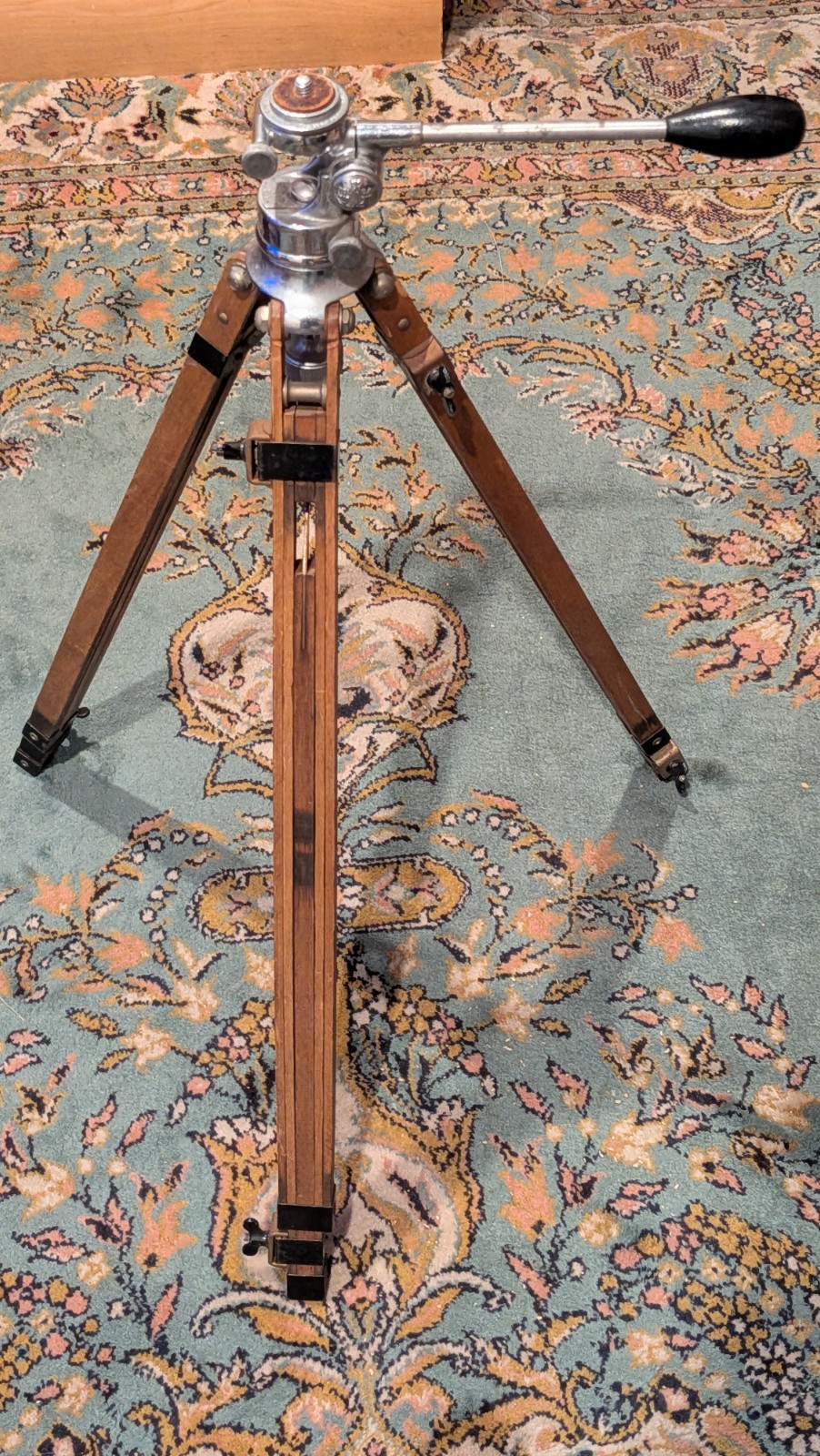 Rare Vintage Craig Thalhammer Movie Photography Tripod Chromed metal, Wood legs