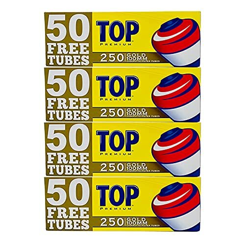 Top Cigarette Tubes Gold 100mm 250 Count Per Box (4-Boxes)