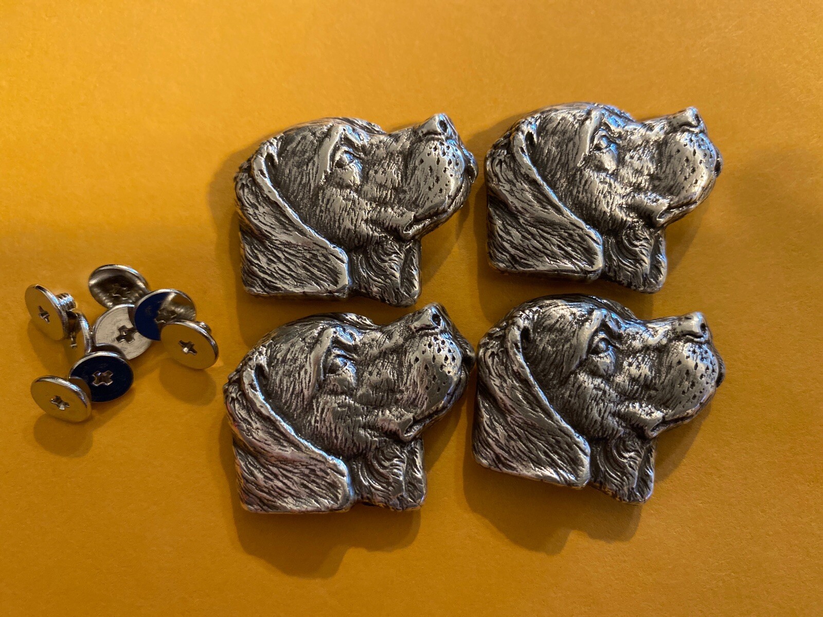 Lot Of 4 Dog Head Hunting Conchos With Screws 1 1/4” Wide