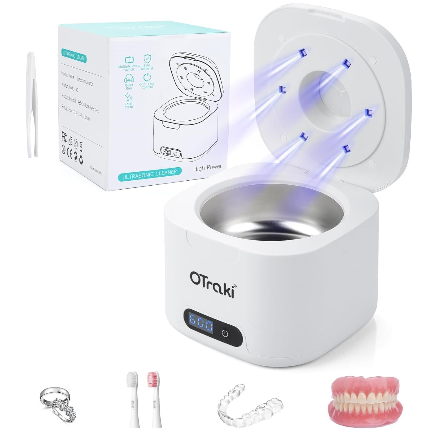 Ultrasonic Retainer Cleaner: Professional 45kHz Machine for Dental & Jewelry