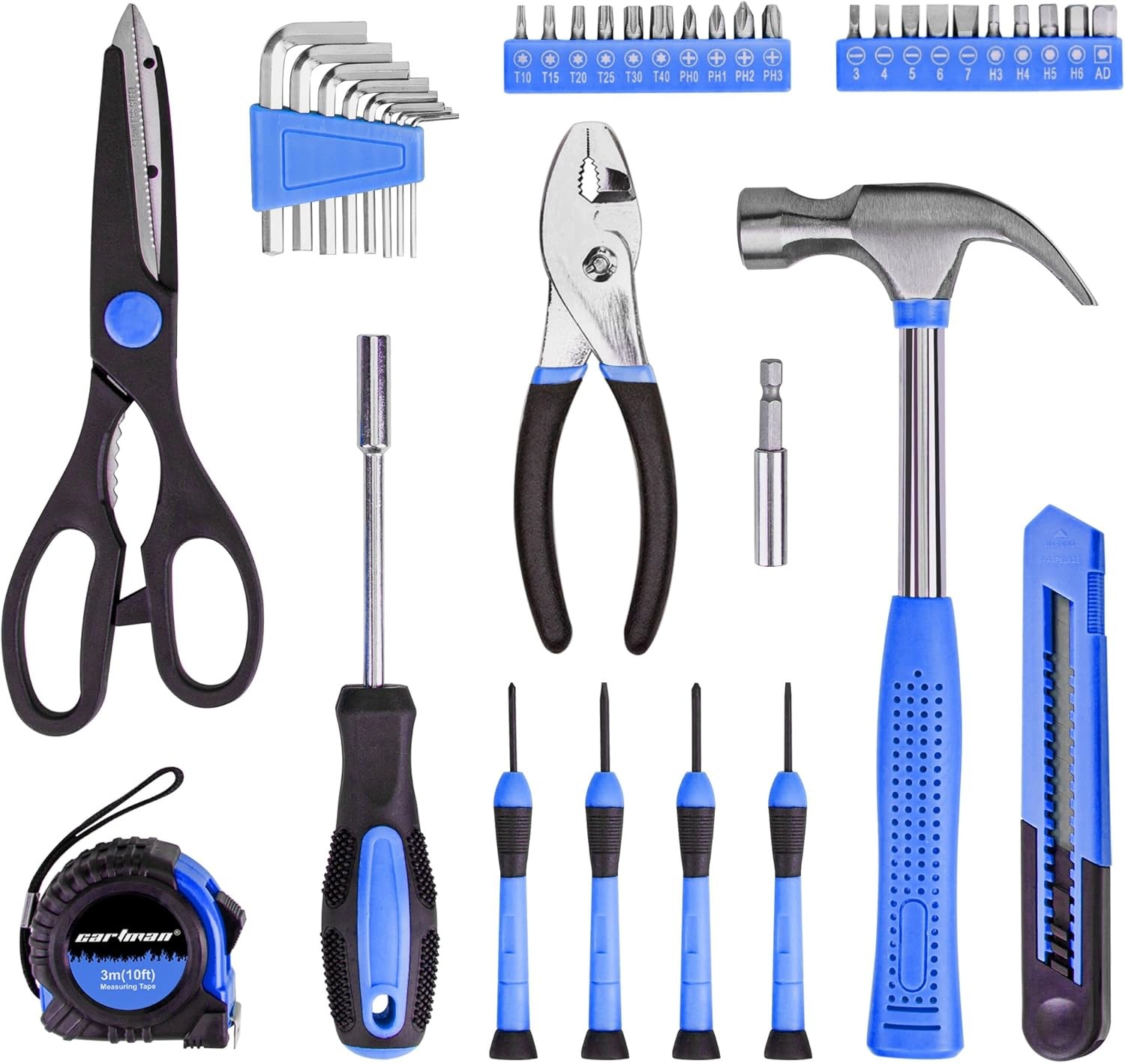 CARTMAN 39 Piece Tool Set 2 Pack With Plastic Toolbox Blue