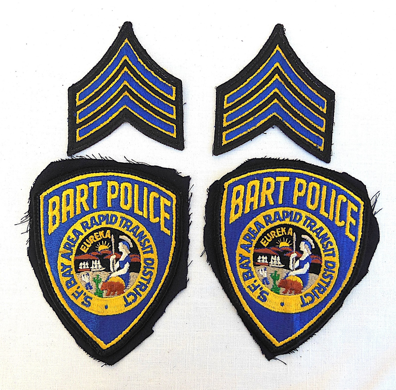2 Vtg. S.F. Bay Area Rapid Transit BART Police Patches & Rank Patches Used