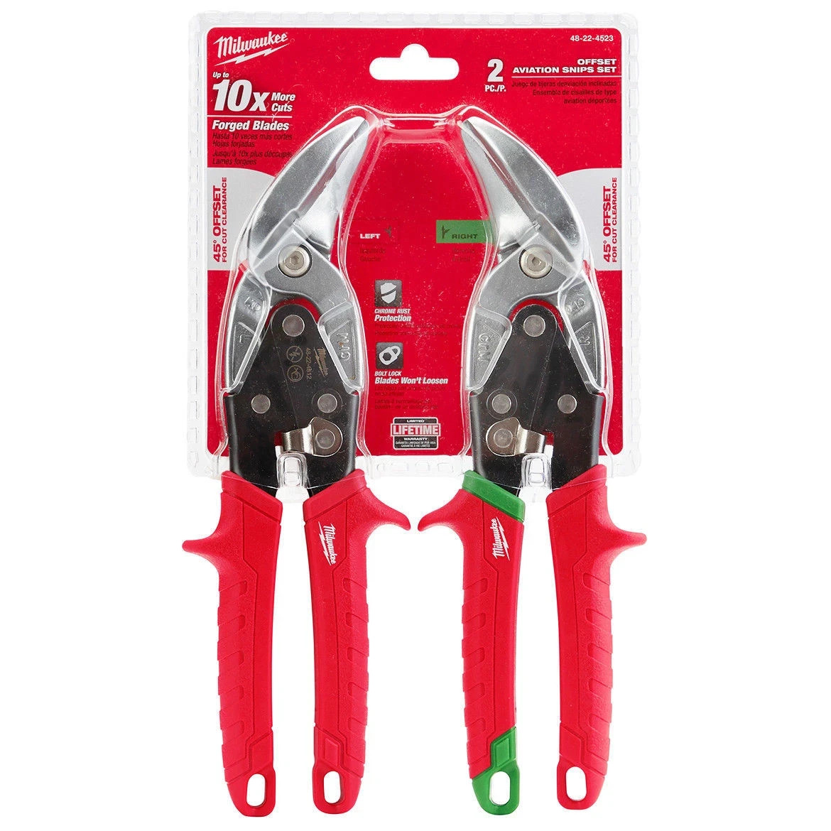 Milwaukee Tool 48-22-4523 2 Pc Offset Aviation Snip Set NEW!
